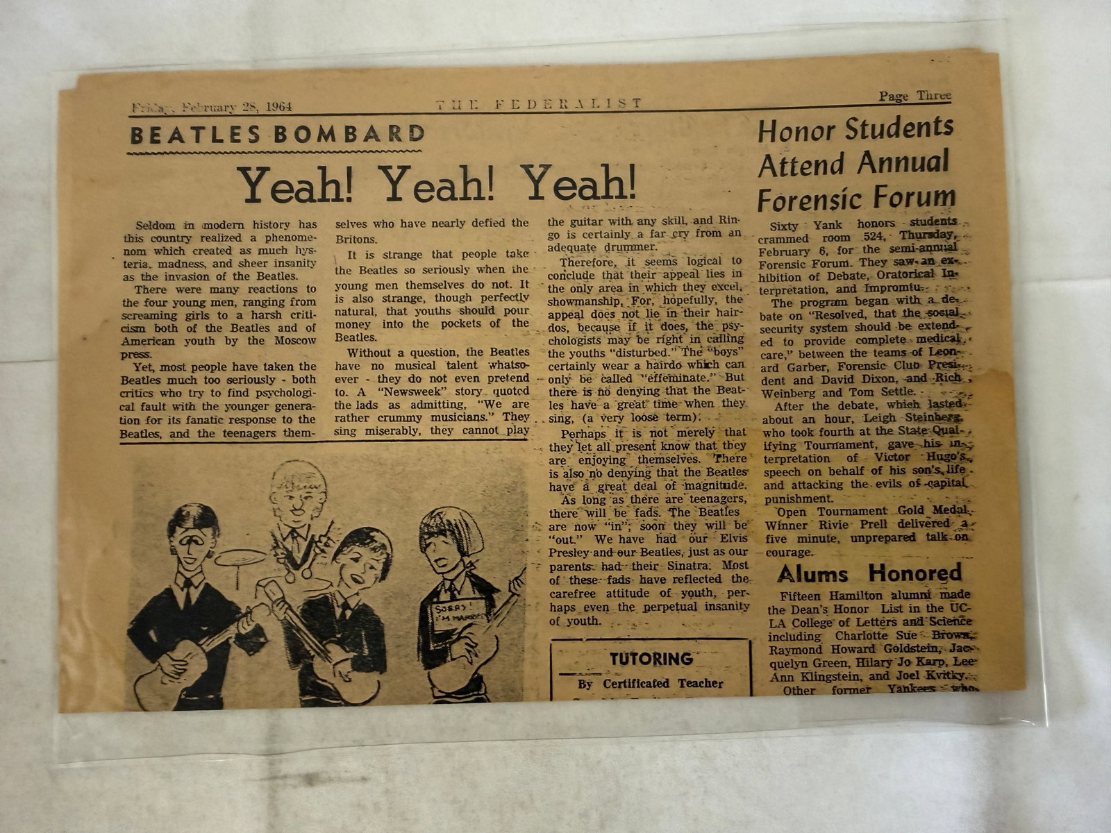 The Federalist Alexander Hamilton High School Newspaper Feb 28 1964 Beatles (1 of 2)