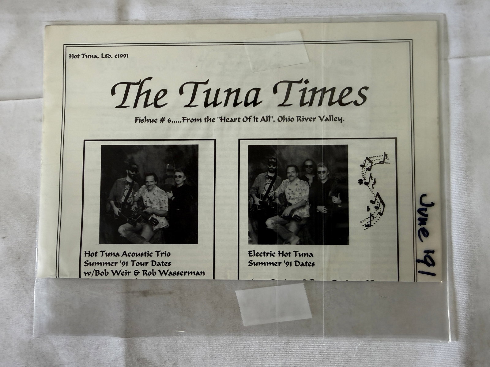 Hot Tuna The Tuna Times Fan Newsletter Fishue #6 June 1991 Summer Tour Dates (1 of 2)