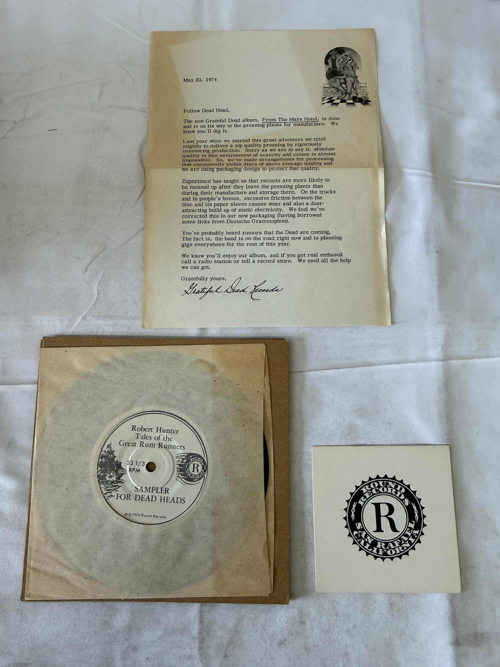Grateful Dead 1974 Round Records Sampler For Dead Heads Flexi-Disc Promo Kit: Grateful Dead 1974 Round Records Sampler For Dead Heads Flexi-Disc Promo Kit