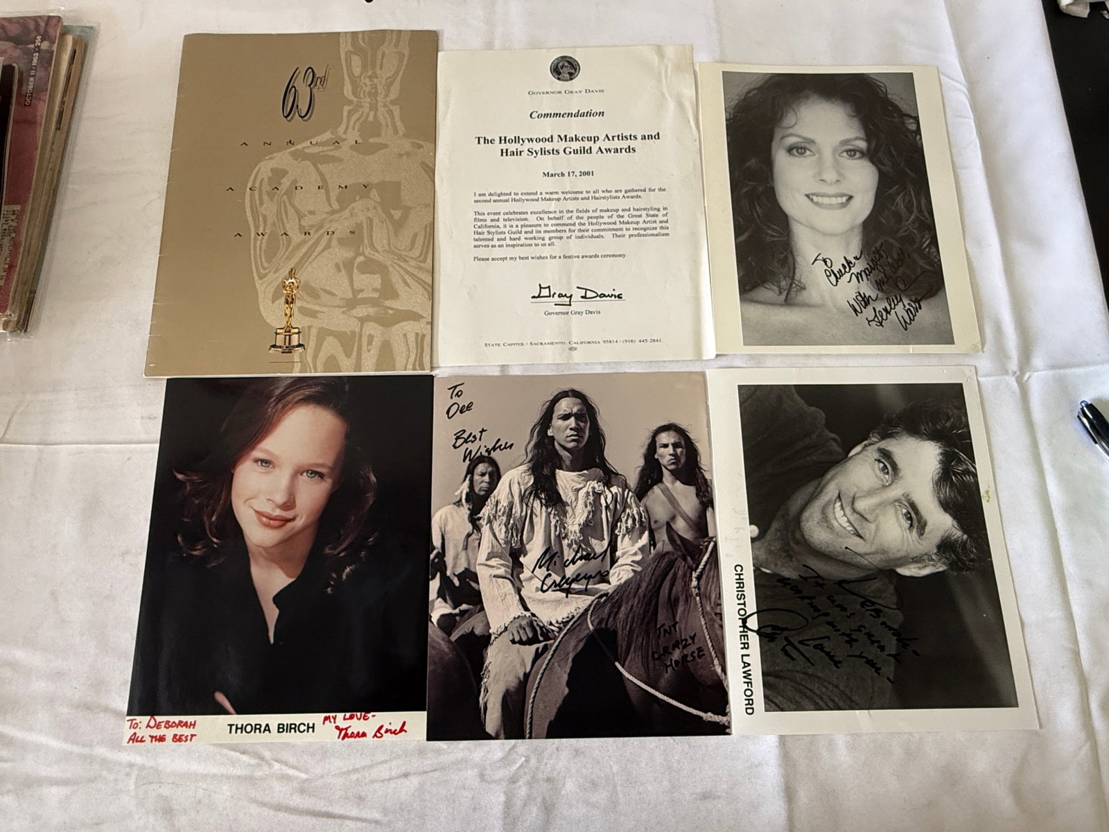 Hollywood Memorabilia Collection: Signed Photos, 63rd Oscars Program & Governor Letter (1 of 7)