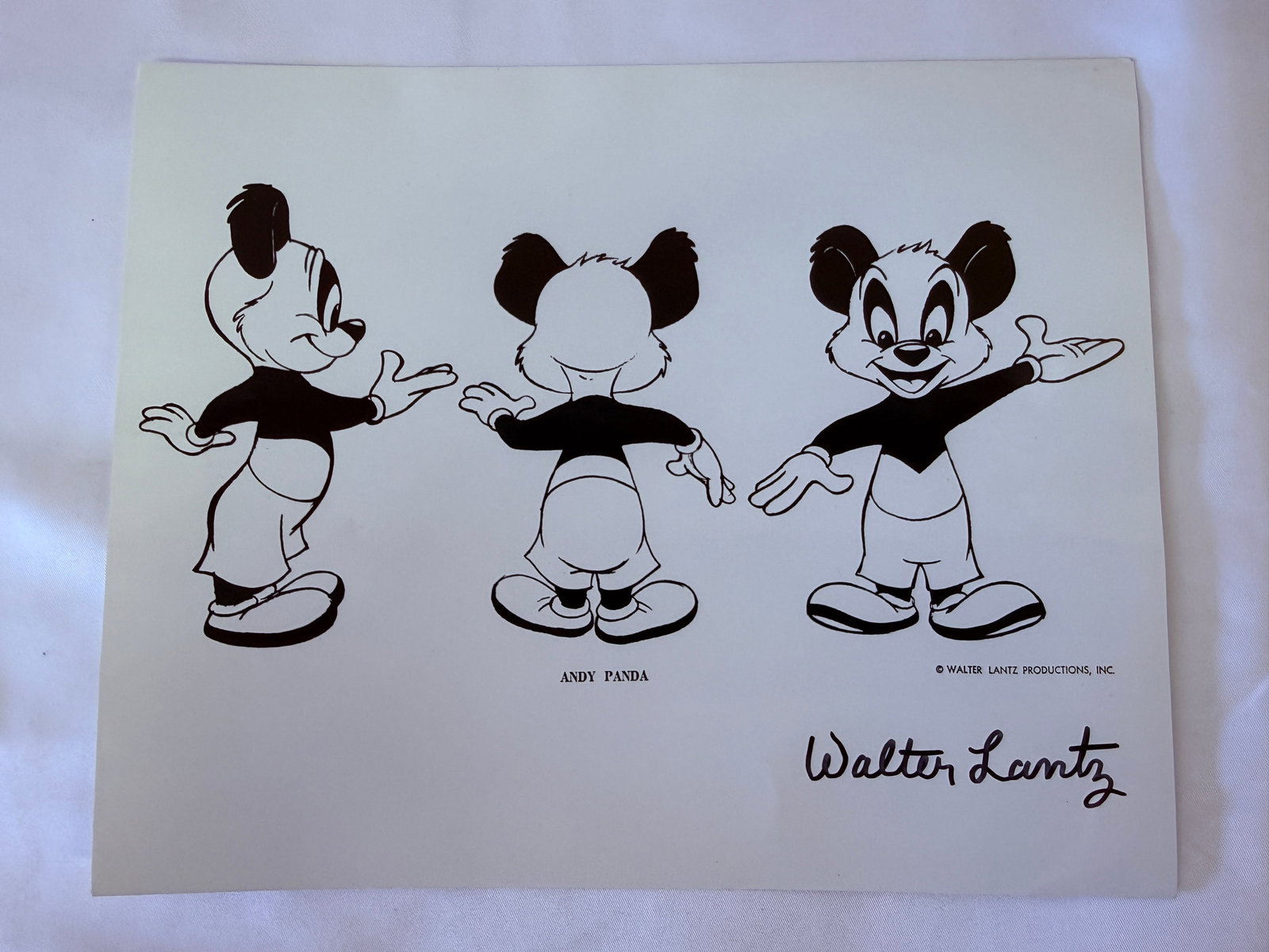 Andy Panda Walter Lantz Productions Signed Character Model Sheet Print: Andy Panda Walter Lantz Productions Signed Character Model Sheet Print