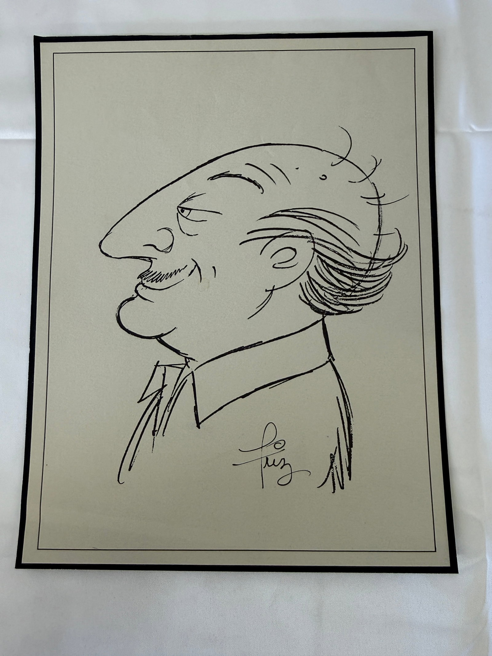 Fuz Original Ink Caricature Drawing Profile Portrait Signed Artwork (1 of 3)