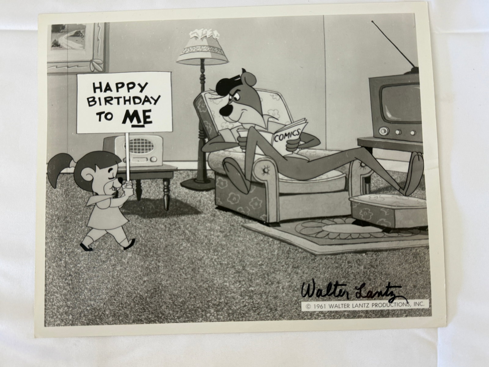 Walter Lantz Signed 1961 Publicity Photo Happy Birthday Cartoon Still 8x10 (1 of 3)