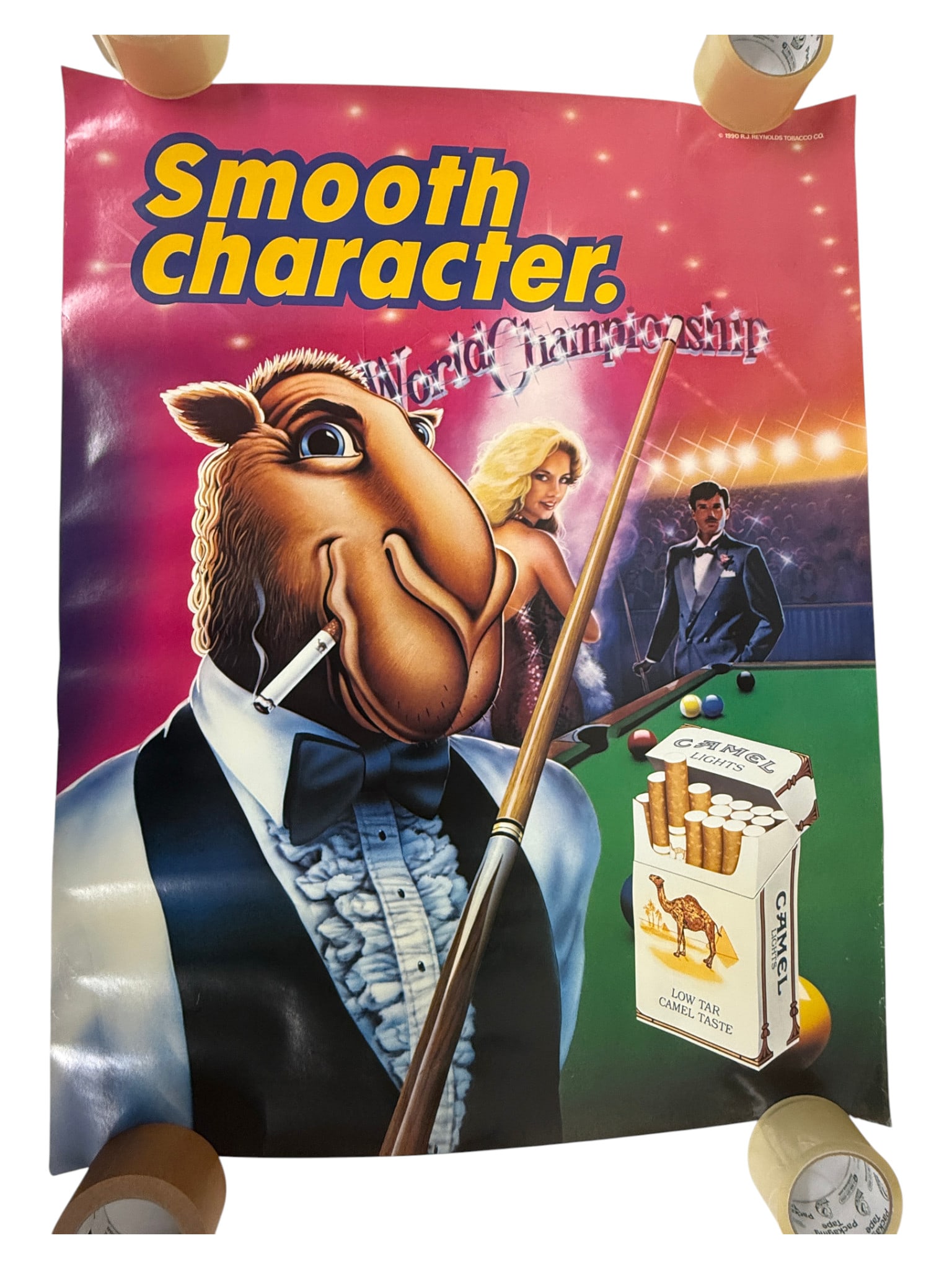 Joe Camel Smooth Character 1990 R.J. Reynolds Pool Billiards Advertising Poster (1 of 4)