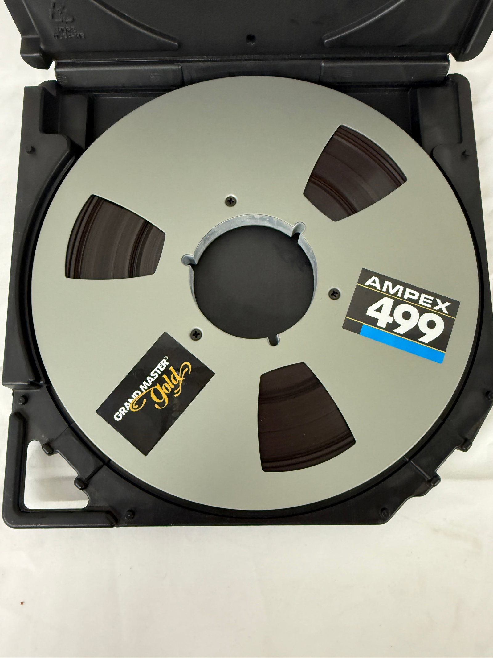 Ampex 499 Grand Master Gold 10.5" Reel-to-Reel Tape on Metal Reel with Case (1 of 2)