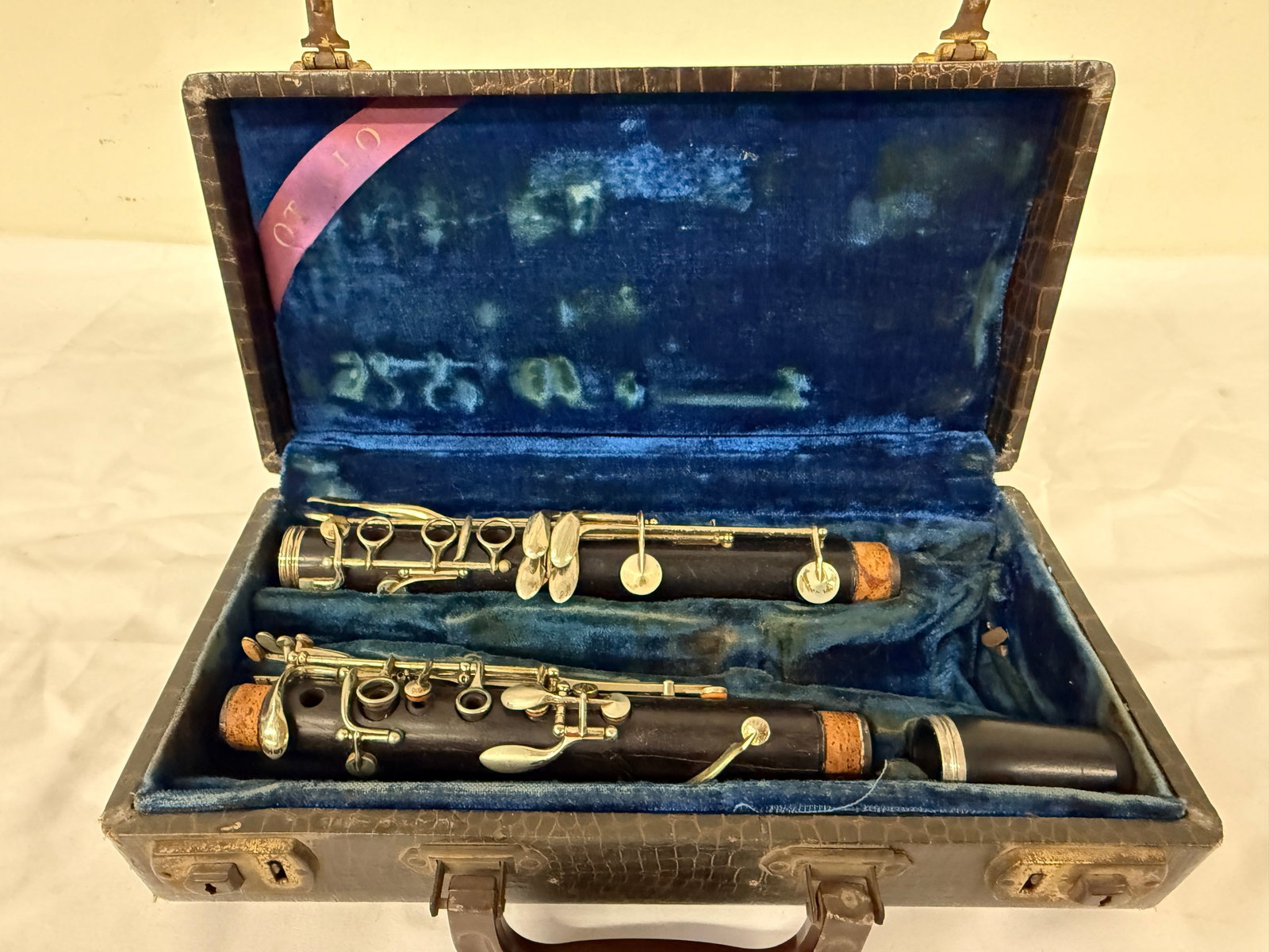 Antique Clarinet Set in Crocodile Leather Case, Two-Piece Albert System (1 of 3)