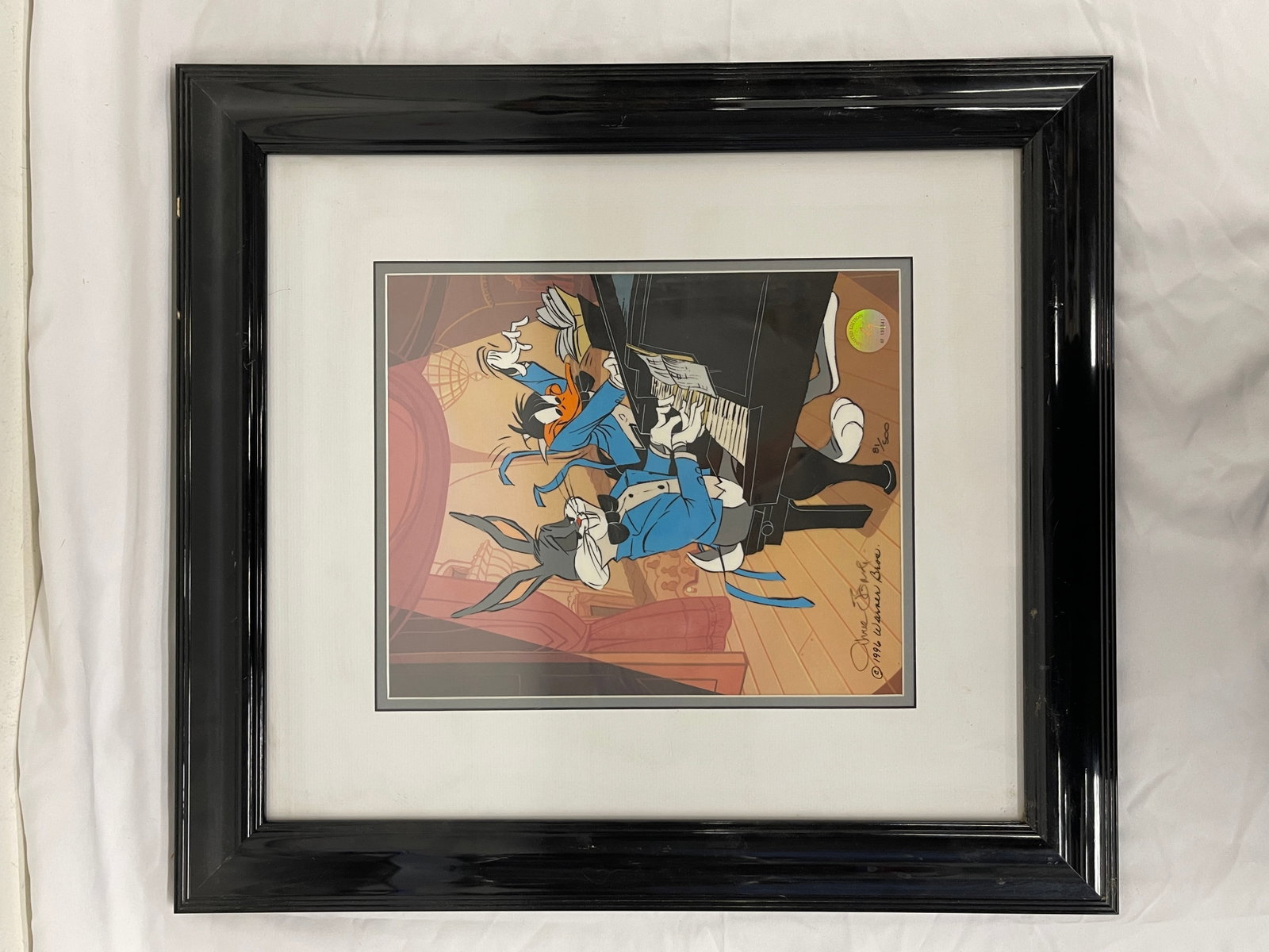 Bugs Bunny & Daffy Duck Warner Bros 1996 Limited Edition Cel 81/500 Signed: Bugs Bunny & Daffy Duck Warner Bros 1996 Limited Edition Cel 81/500 Signed