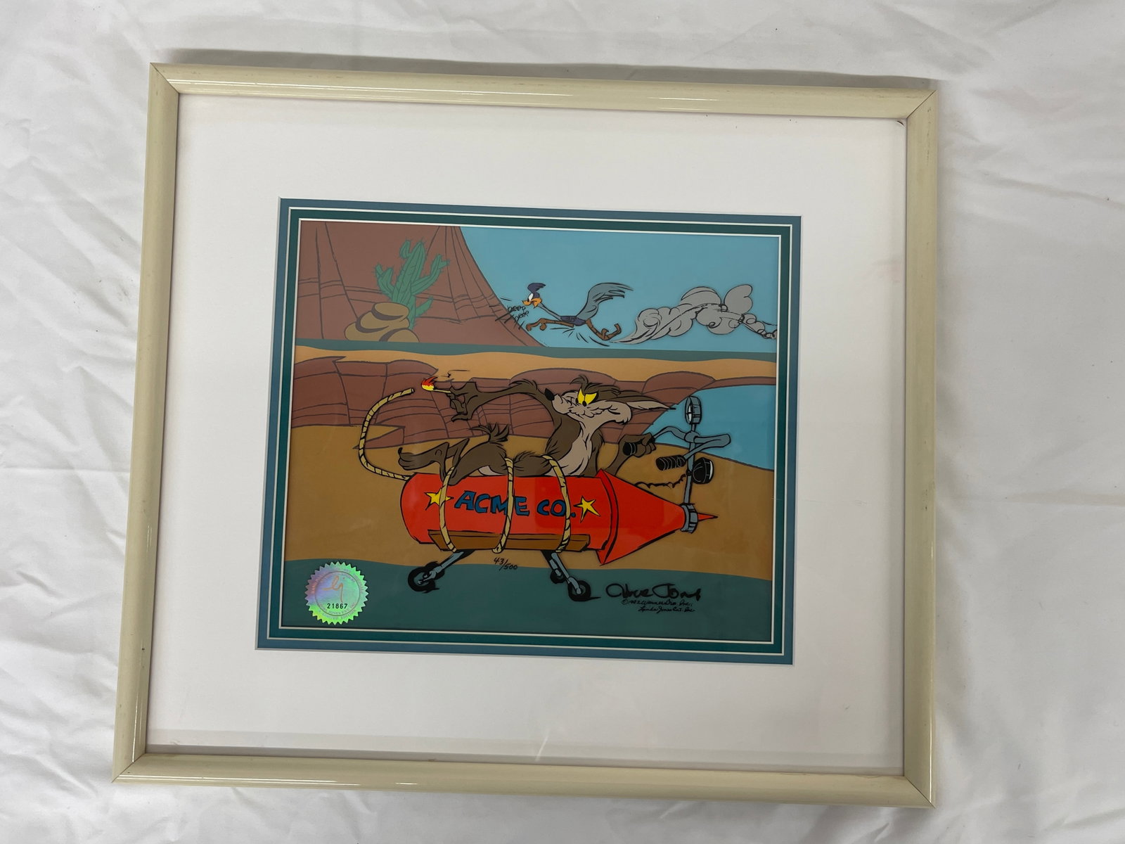 Chuck Jones Signed Wile E. Coyote Road Runner ACME Rocket Limited Ed Cel 43/500 (1 of 6)