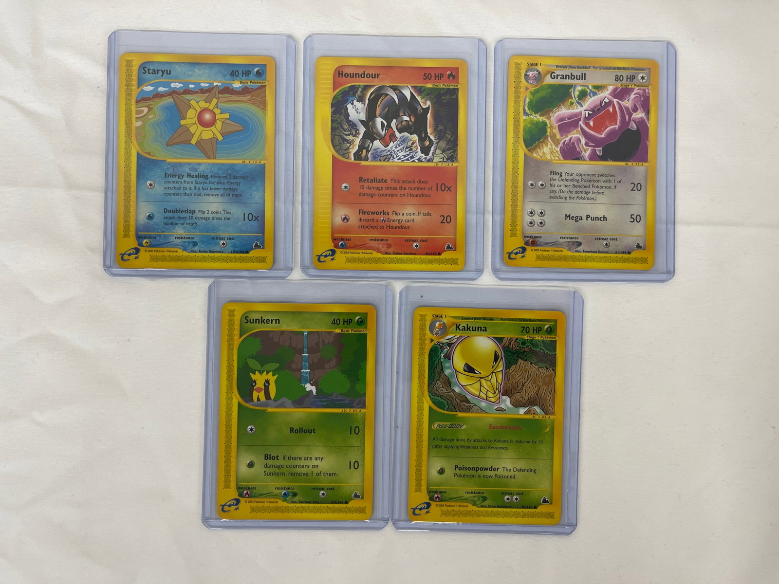 Pokemon TCG Skyridge Set x5 Cards Staryu Houndour Granbull Sunkern Kakuna 2003 (1 of 4)