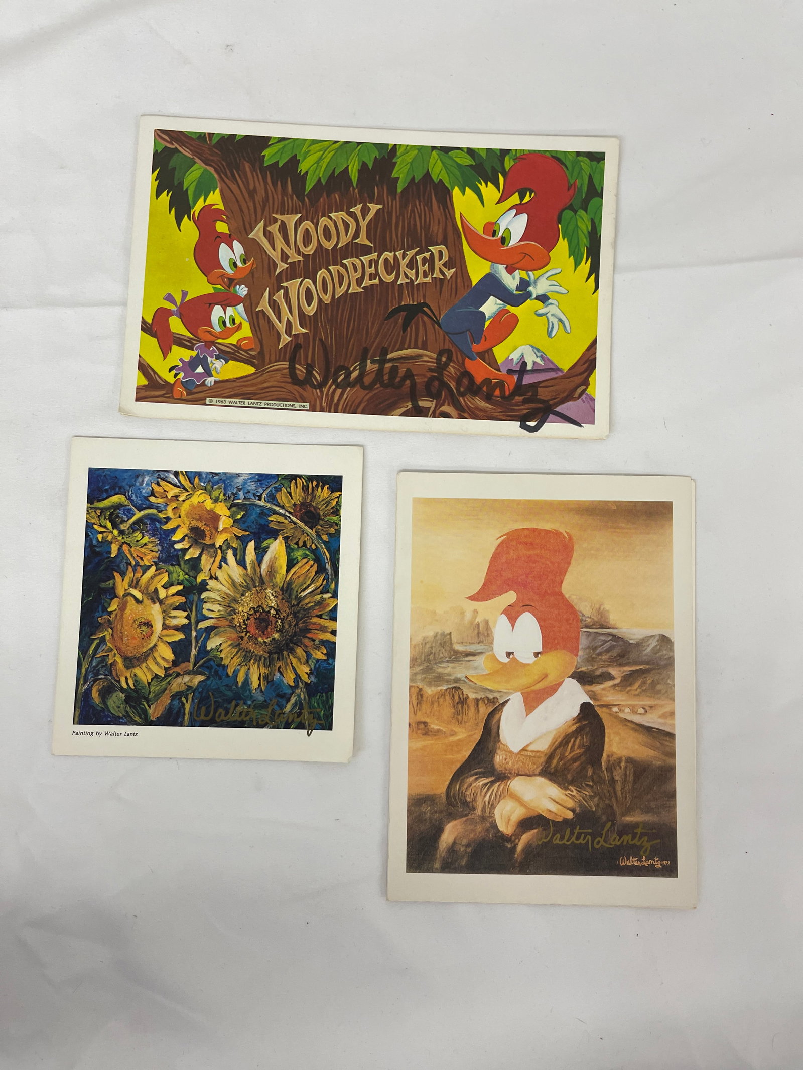 Walter Lantz Signed Woody Woodpecker Postcards & Season's Greetings Card Lot: Walter Lantz Signed Woody Woodpecker Postcards & Season's Greetings Card Lot