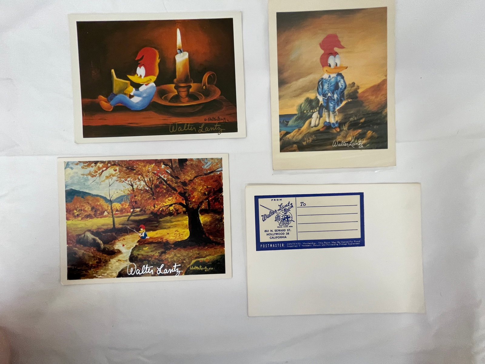 Woody Woodpecker Walter Lantz Signed Art Postcards & Christmas Cards Set (1 of 9)