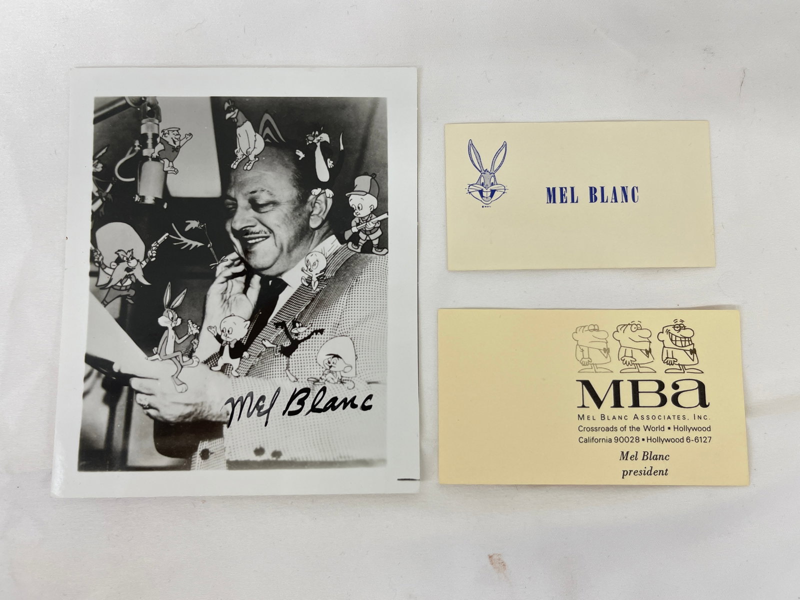 Mel Blanc Signed 8x10 Photo with Two Looney Tunes Business Cards (1 of 6)