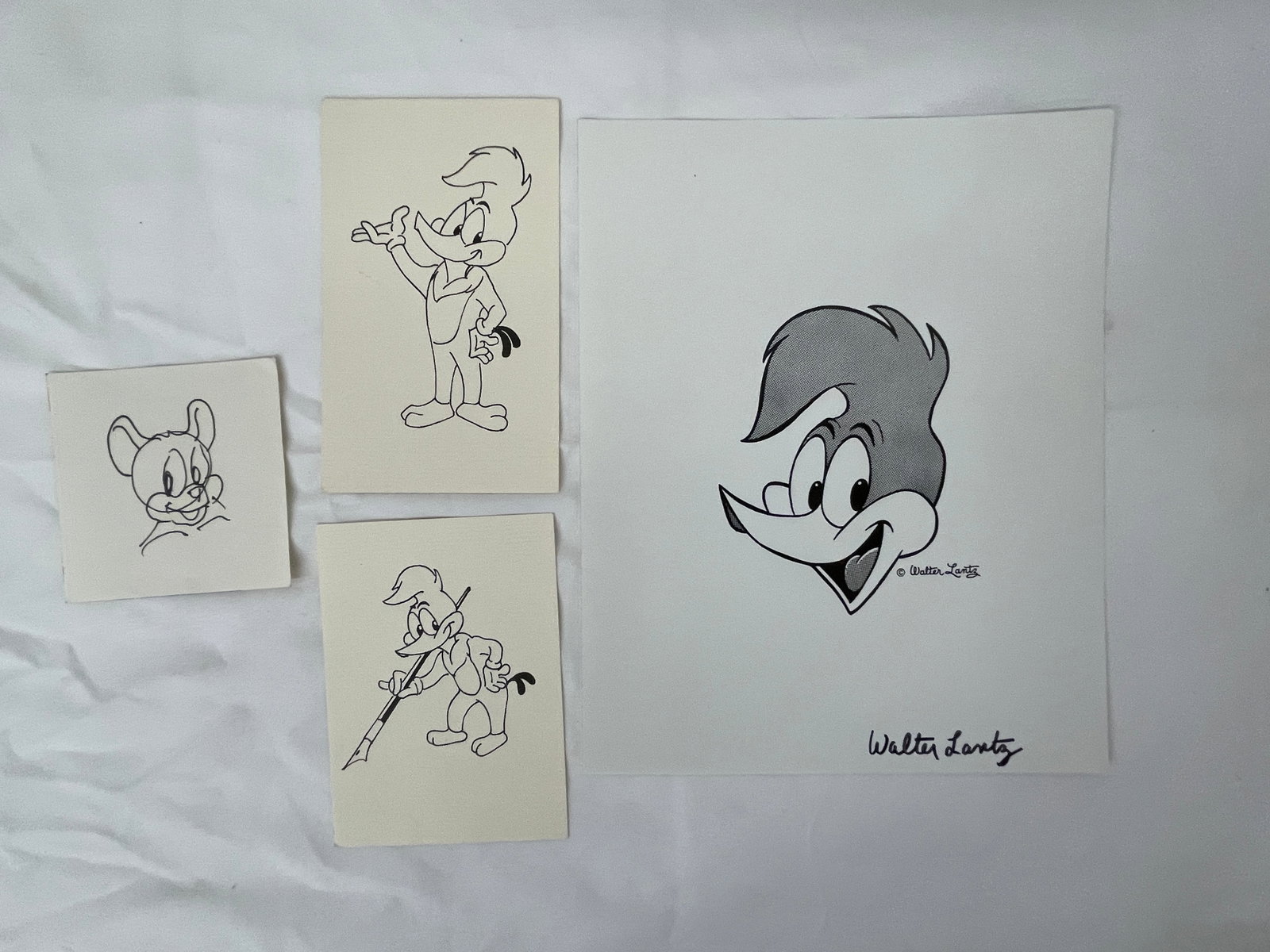 Walter Lantz Signed Woody Woodpecker Print & 3 Original Ink Drawings (1 of 6)