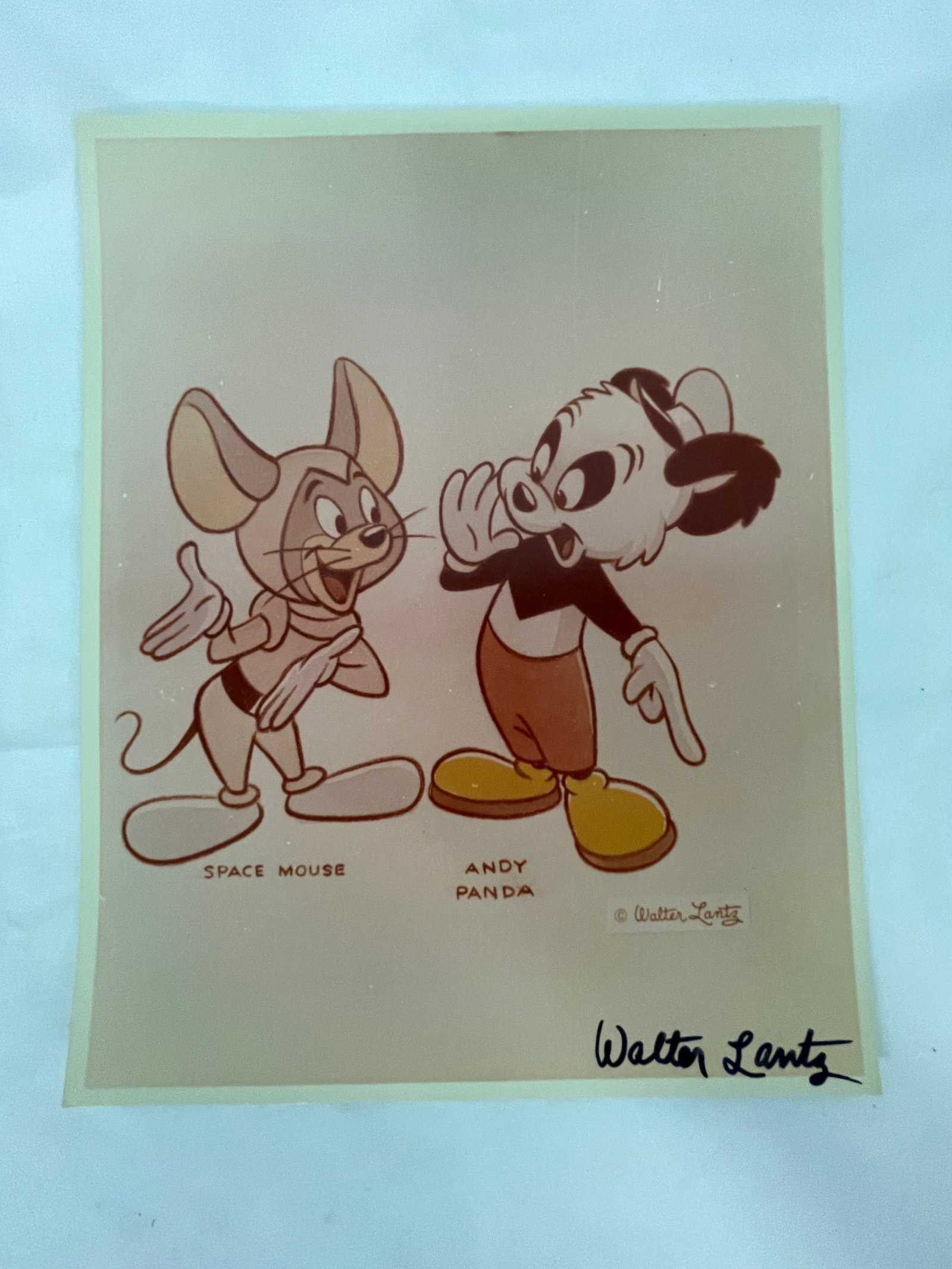 Walter Lantz Signed Space Mouse & Andy Panda Promotional Print: Walter Lantz Signed Space Mouse & Andy Panda Promotional Print