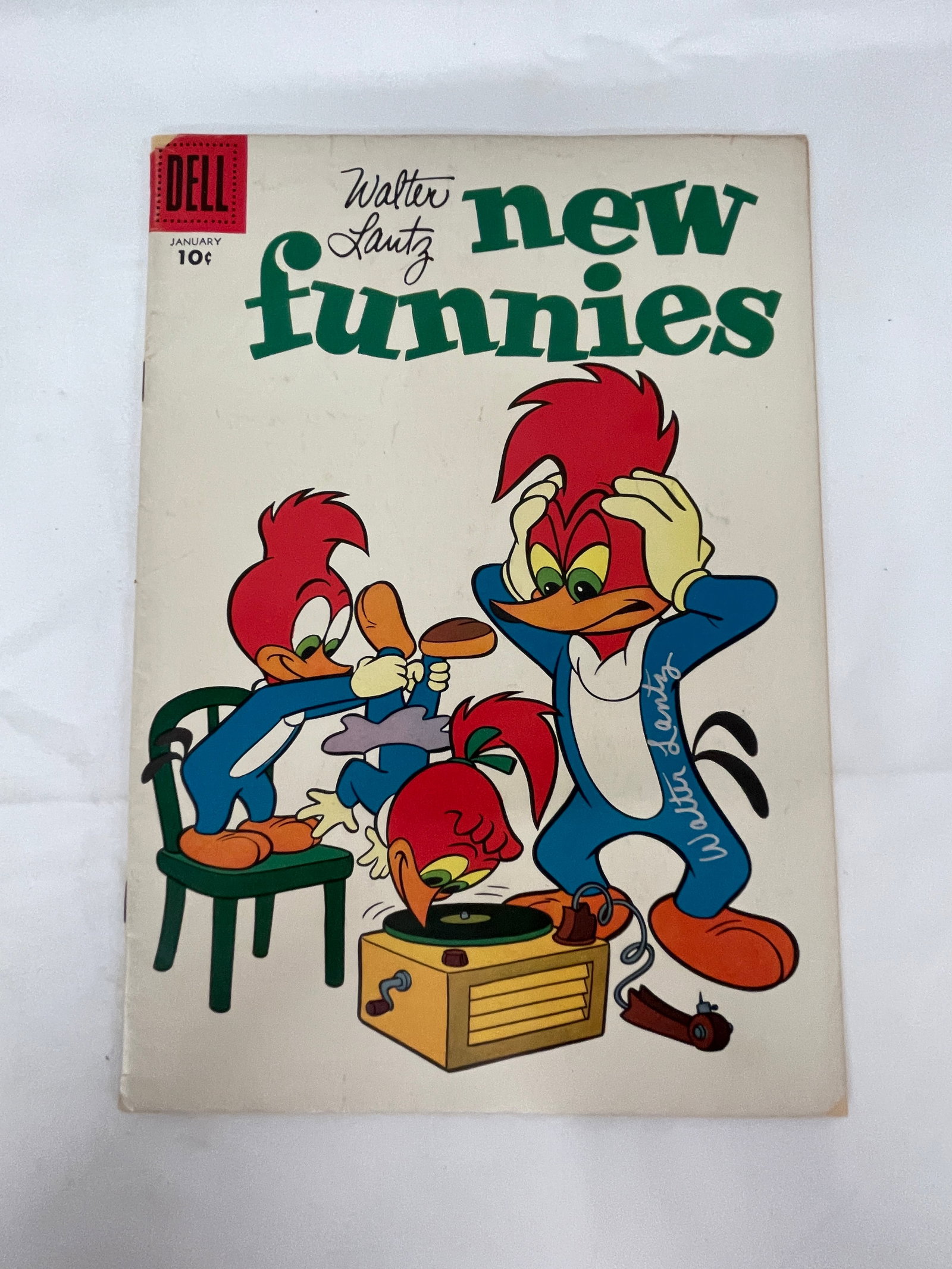 Walter Lantz Signed Woody Woodpecker New Funnies Dell Comic #239 Jan 1957: Walter Lantz Signed Woody Woodpecker New Funnies Dell Comic #239 Jan 1957