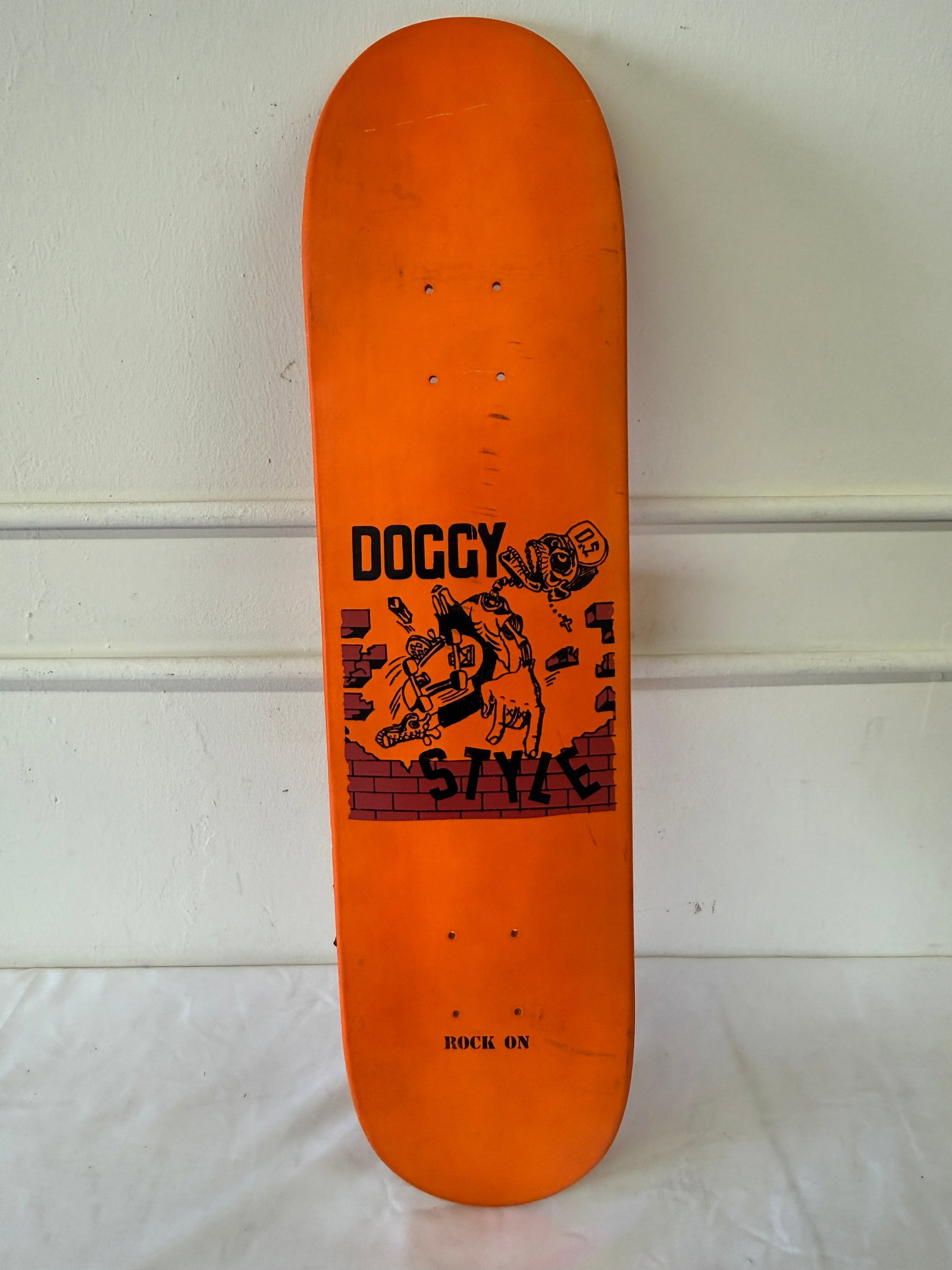 Doggy Style Rock On Orange Skateboard Deck (1 of 2)