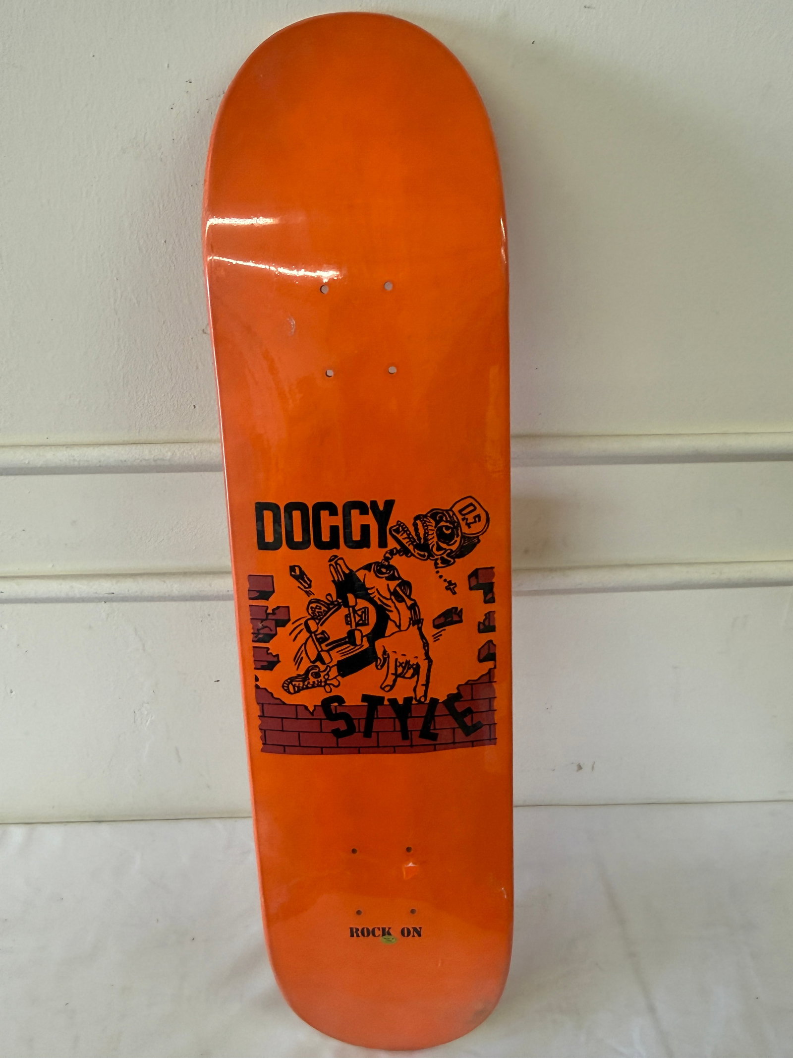 Doggy Style Rock On Orange Skateboard Deck (1 of 2)