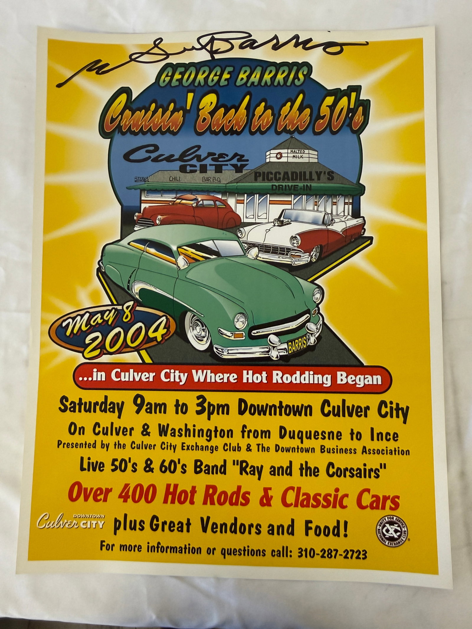 George Barris Signed Cruisin' Back to the 50's Culver City 2004 Event Poster: George Barris Signed Cruisin' Back to the 50's Culver City 2004 Event Poster