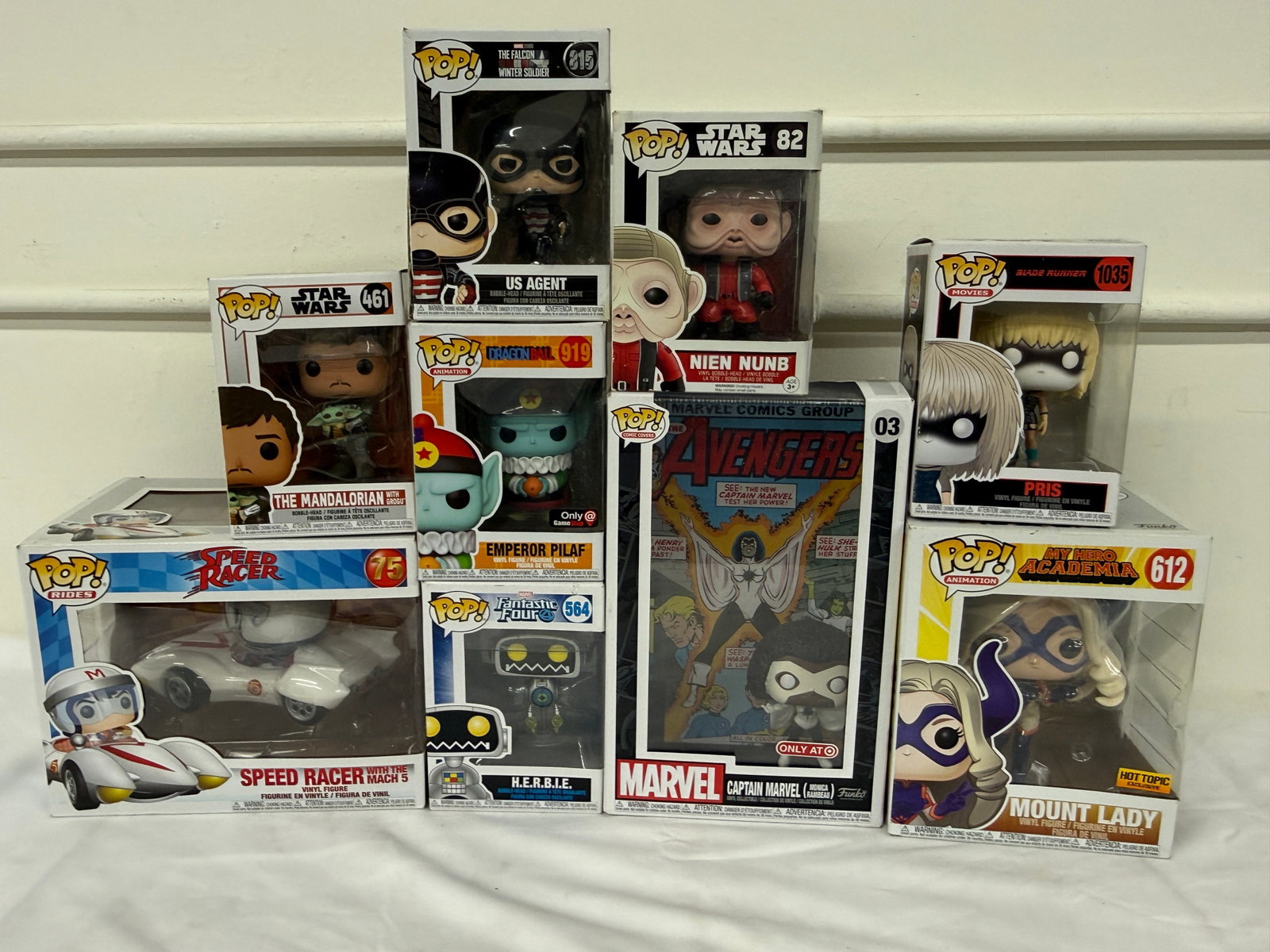 Funko Pop Lot: US Agent, Nien Nunb, Speed Racer, Mount Lady & More (9 Pcs): Funko Pop Lot: US Agent, Nien Nunb, Speed Racer, Mount Lady & More (9 Pcs)