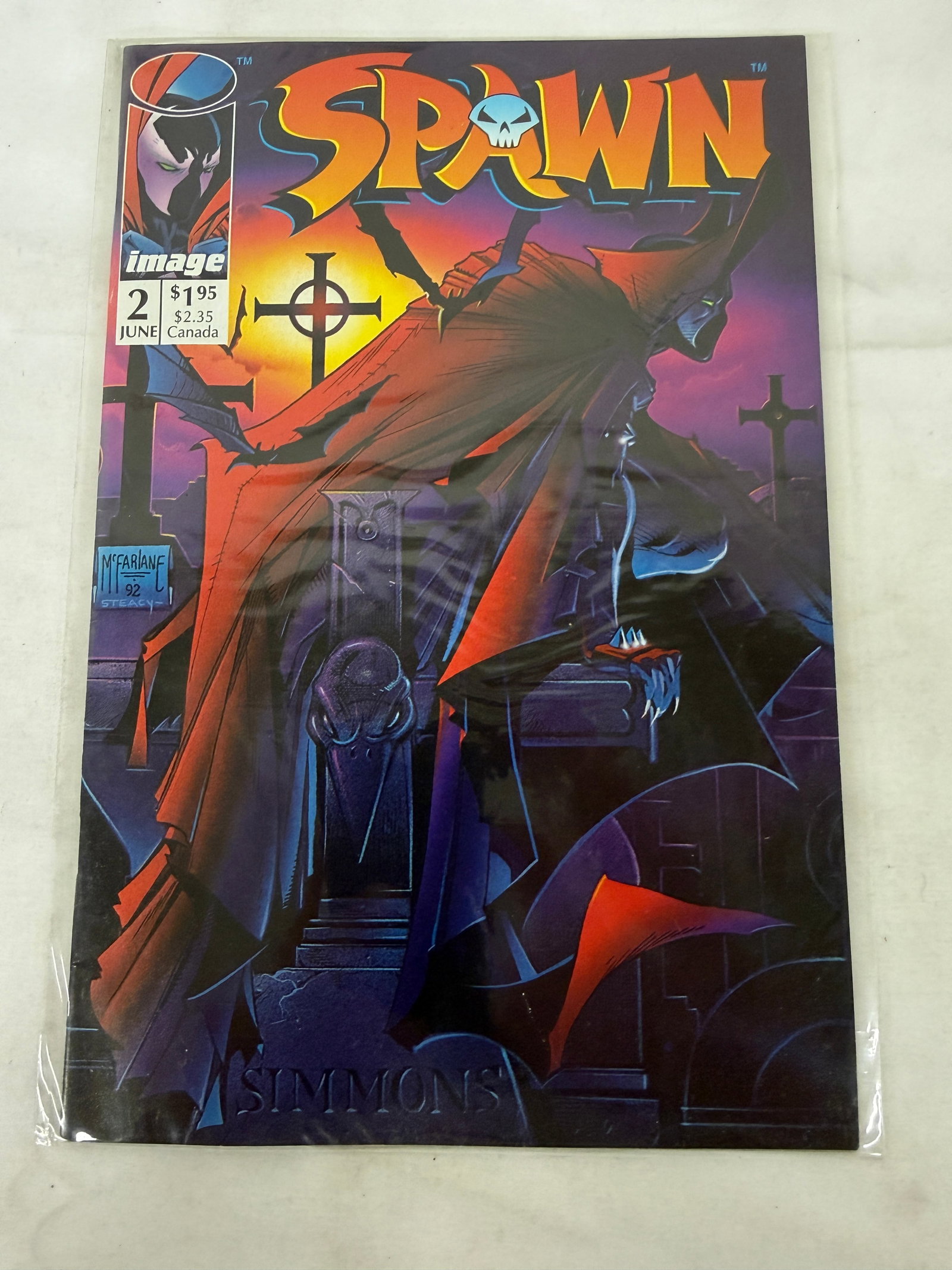 Spawn #2 Image Comics June 1992 Todd McFarlane Bagged Comic Book (1 of 2)