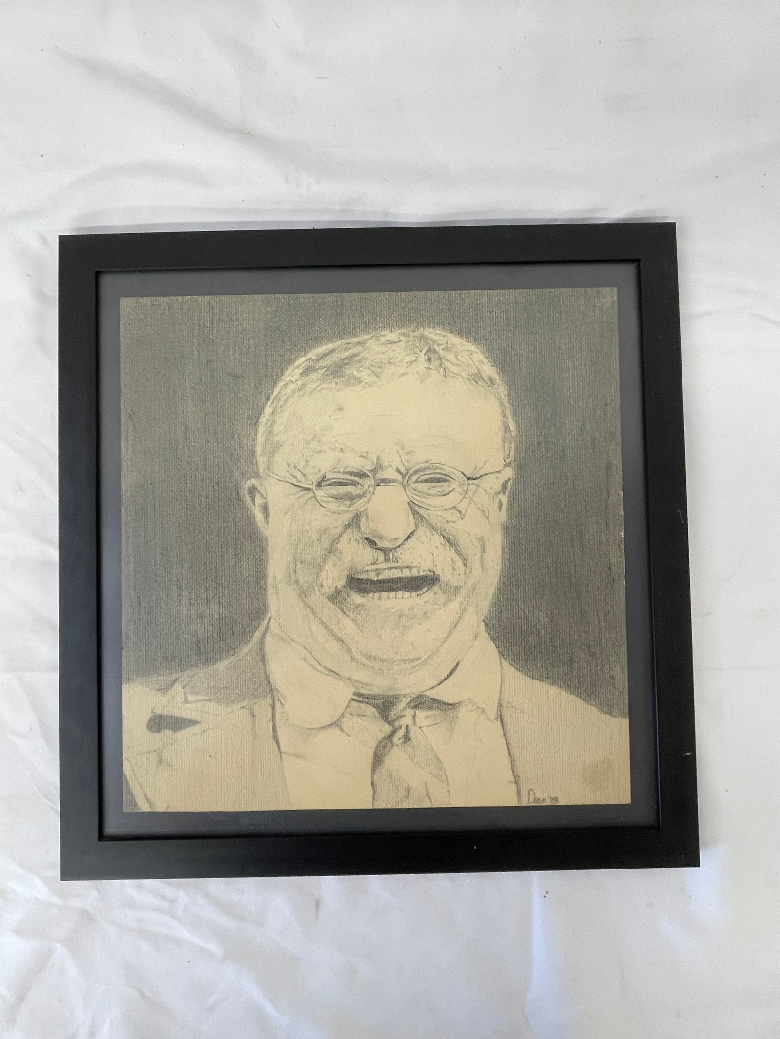 Theodore Roosevelt Charcoal Portrait Drawing by Dean Andrews, Fullerton 1979 (1 of 6)