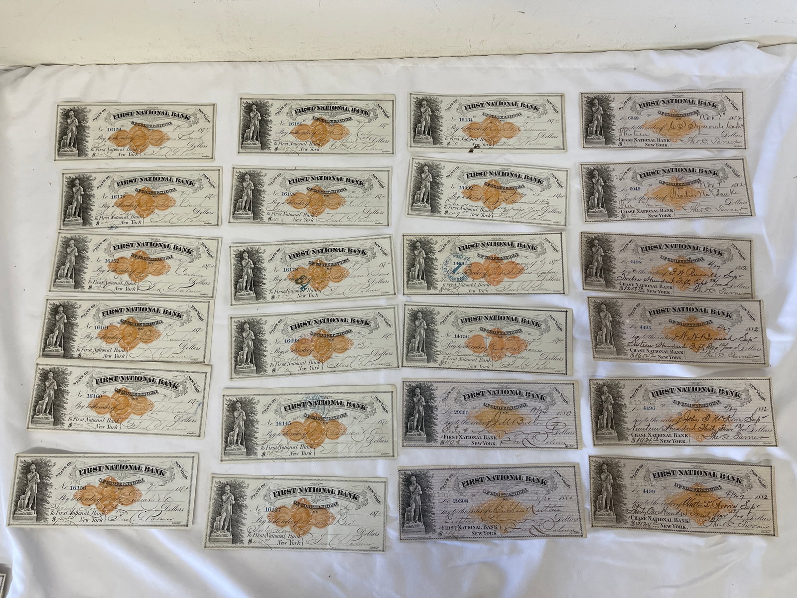 First National Bank of Cooperstown NY Antique Checks 1870s-1882 Collection of 24: First National Bank of Cooperstown NY Antique Checks 1870s-1882 Collection of 24
