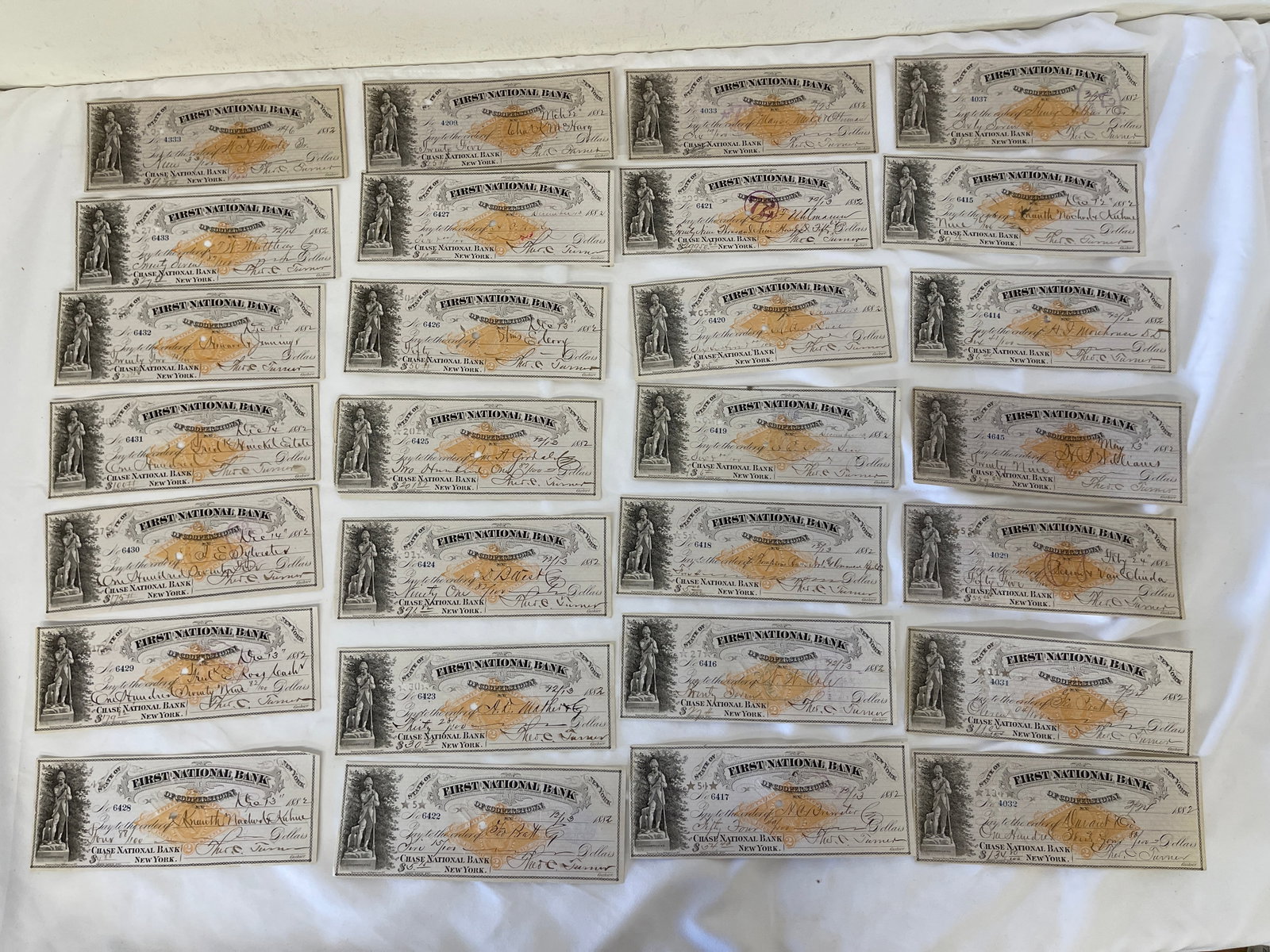 1882 First National Bank of Cooperstown NY Antique Checks, Lot of 28 (1 of 6)