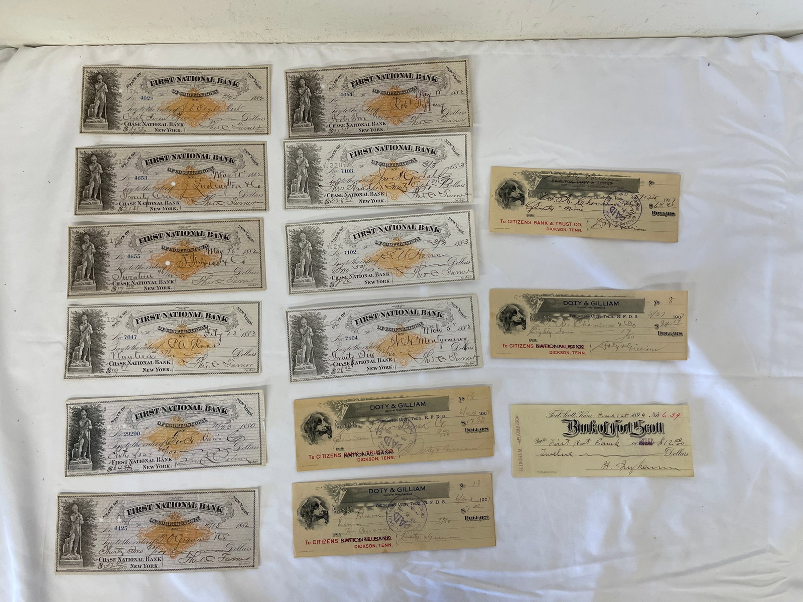 Antique Bank Checks Collection 1882-1907 First National Bank Cooperstown NY Lot (1 of 4)