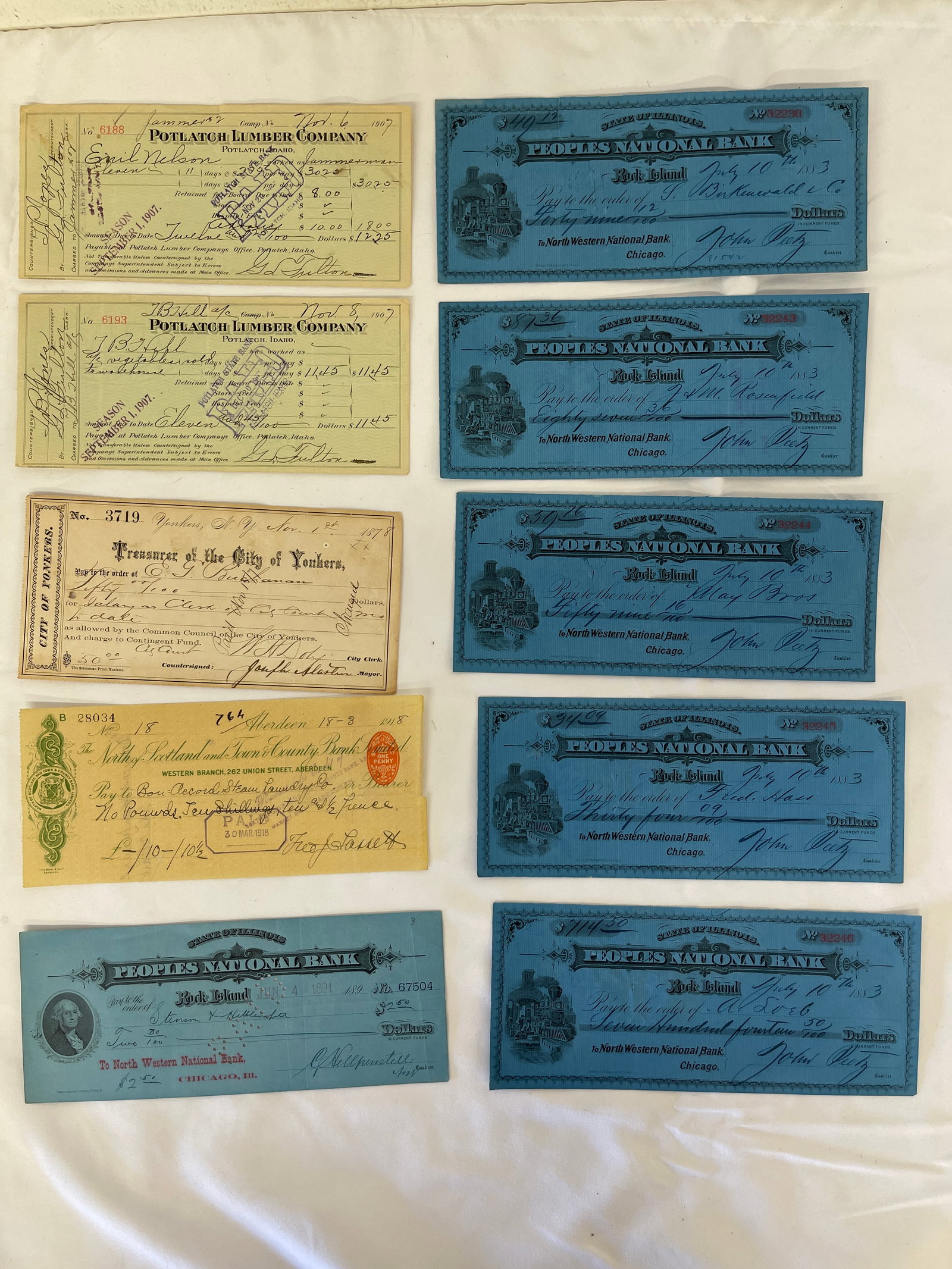 Antique American Bank Checks Collection 1878-1918 Peoples National Bank & More (1 of 4)