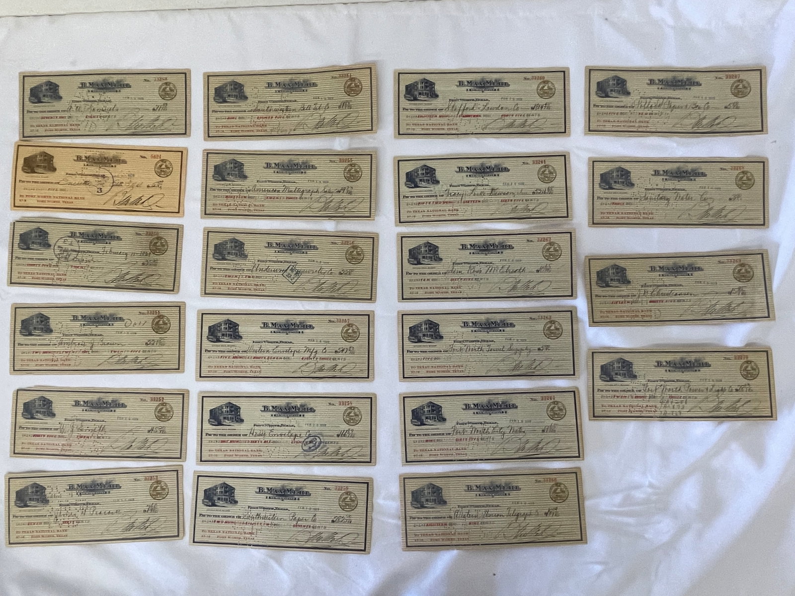 B. Max Mehl Fort Worth Texas Numismatist Cancelled Checks 1929/1939 Lot of 22 (1 of 6)