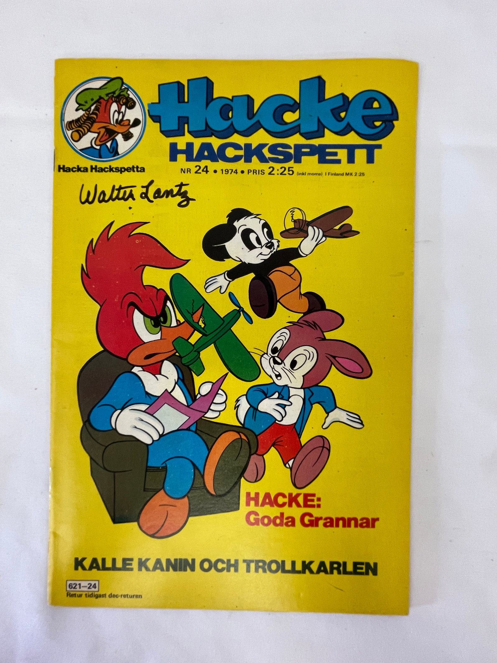 Woody Woodpecker Hacke Hackspett #24 1974 Swedish Comic Signed Walter Lantz (1 of 4)