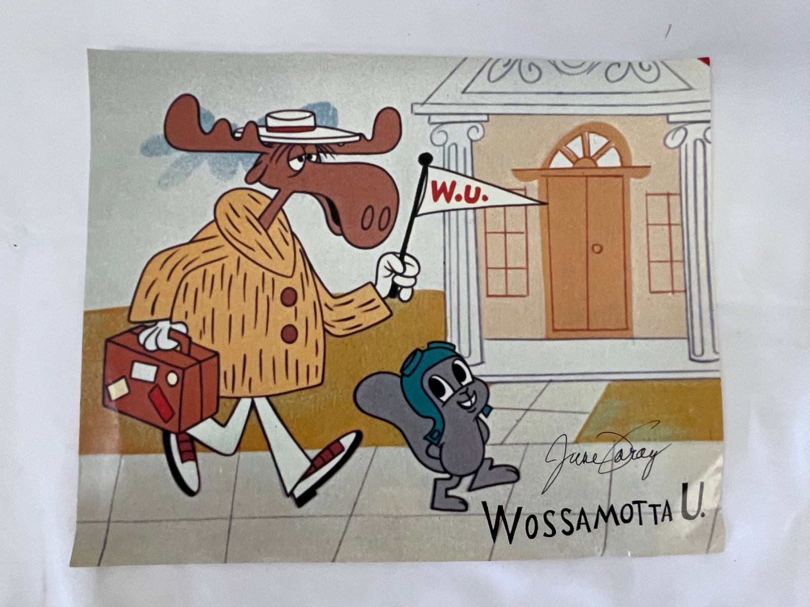 Rocky & Bullwinkle Wossamotta U Signed June Foray Color Print & Calendar Page (1 of 4)