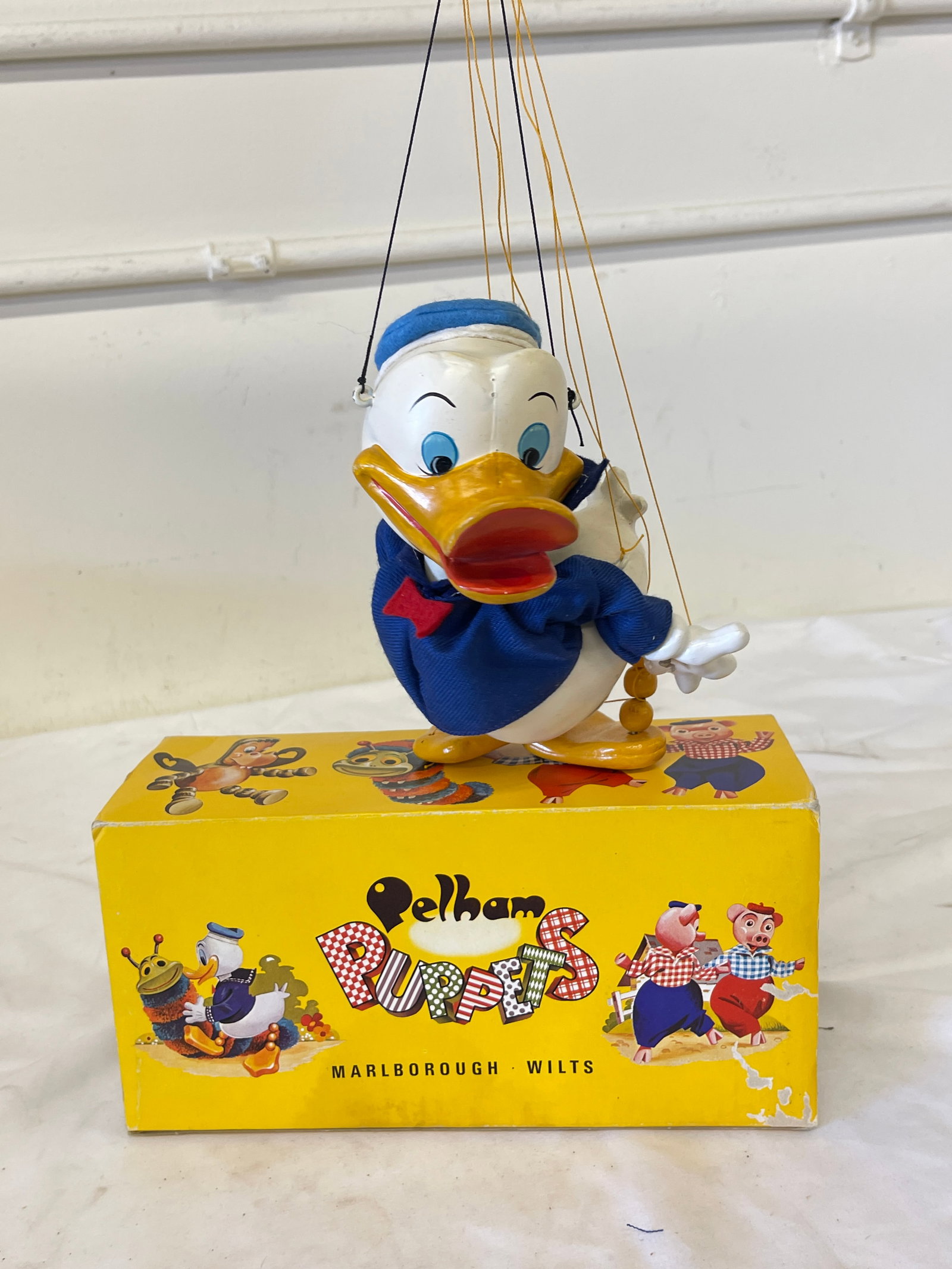 Donald Duck Pelham Puppets Marionette with Original Yellow Box, Marlborough (1 of 6)