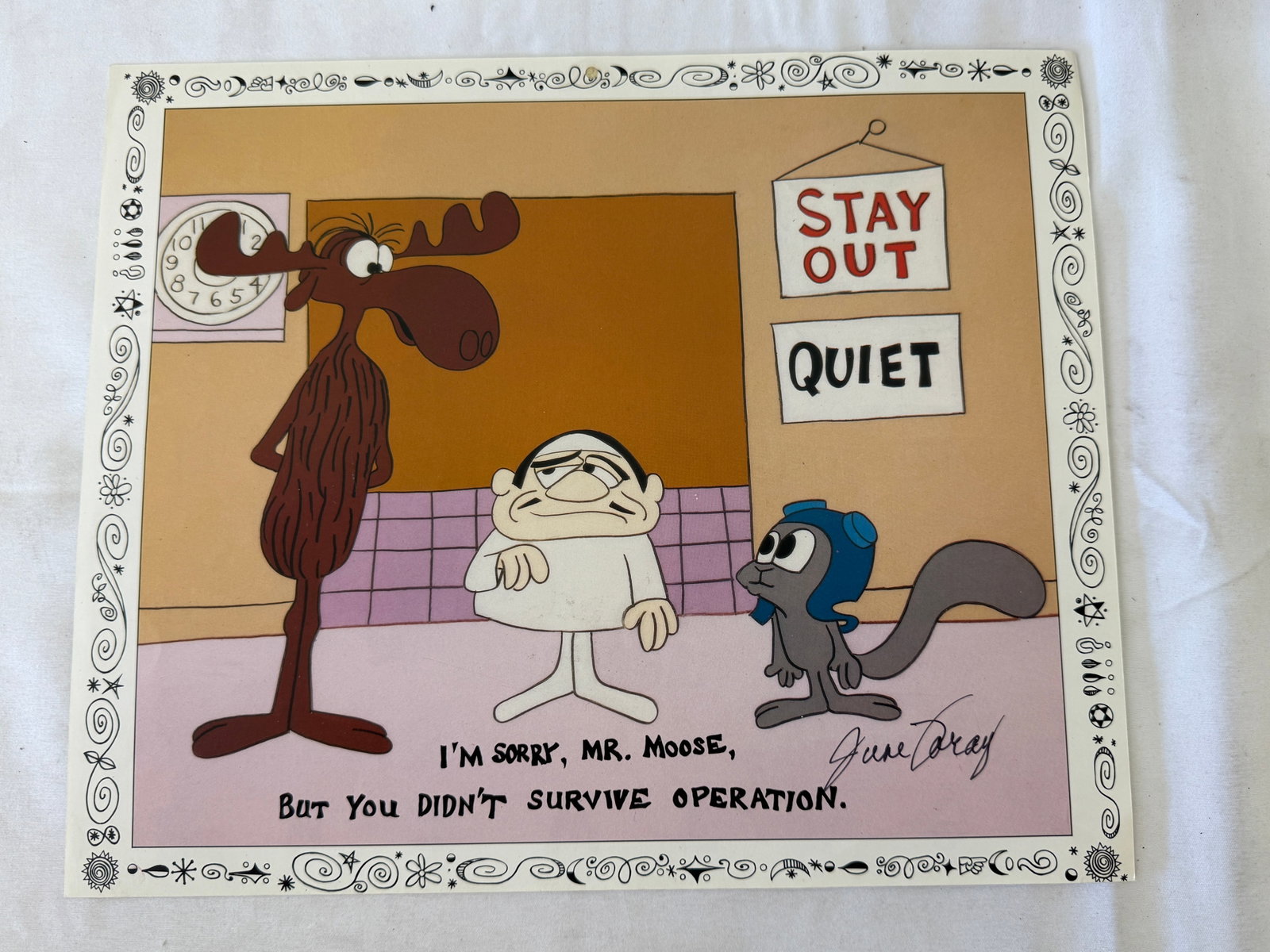 Rocky & Bullwinkle Signed June Foray Animation Cel Print with Calendar Page (1 of 3)
