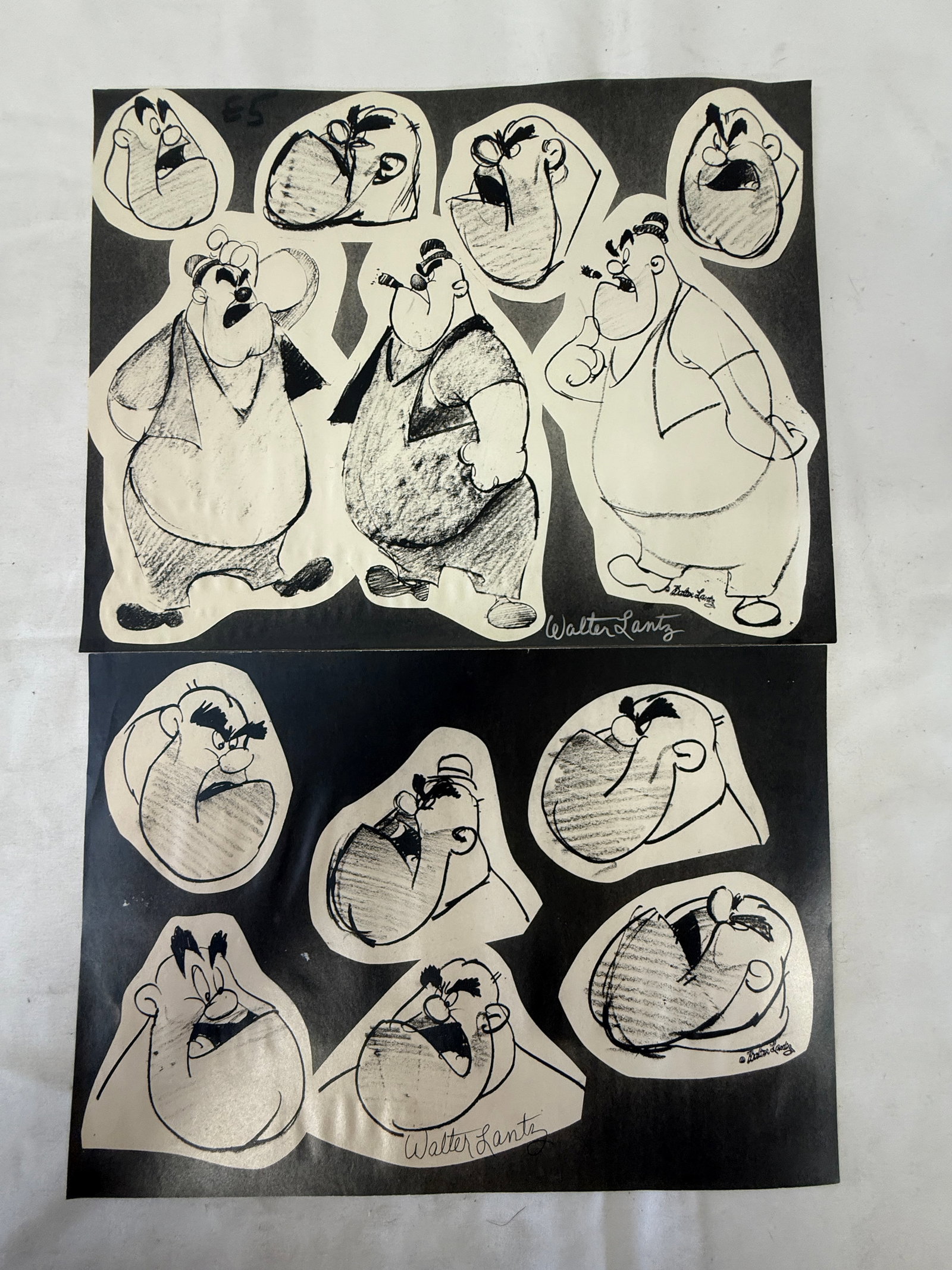 Walter Lantz Signed Character Model Sheet Prints, Set of 3, Villain Studies (1 of 5)
