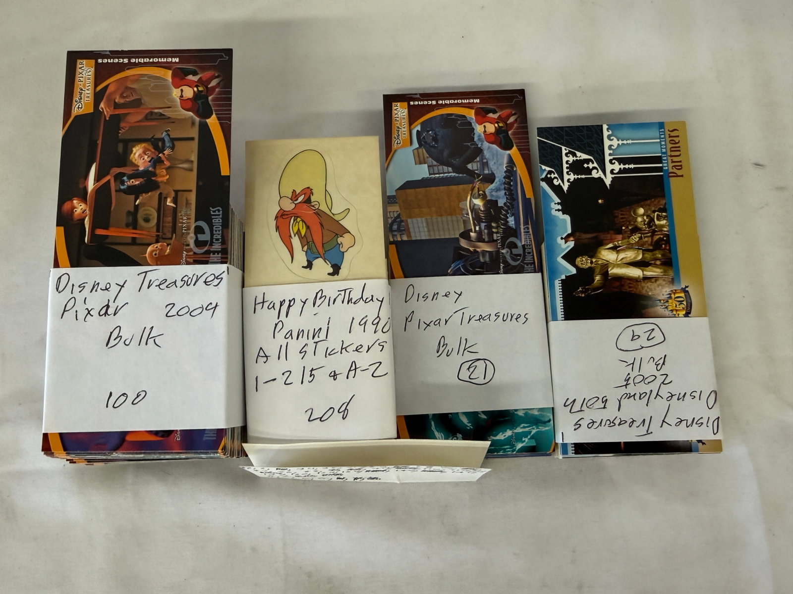 Disney Pixar Treasures 2004 & Disneyland Trading Cards + 1990 Panini Stickers Bulk (1 of 2)