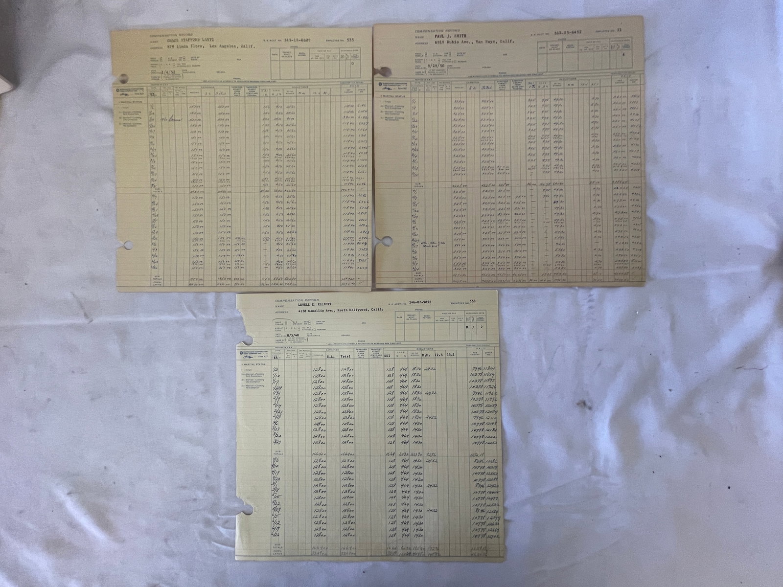 Walter Lantz Studio 1950s Employee Compensation Records Lantz Smith Elliott (1 of 8)