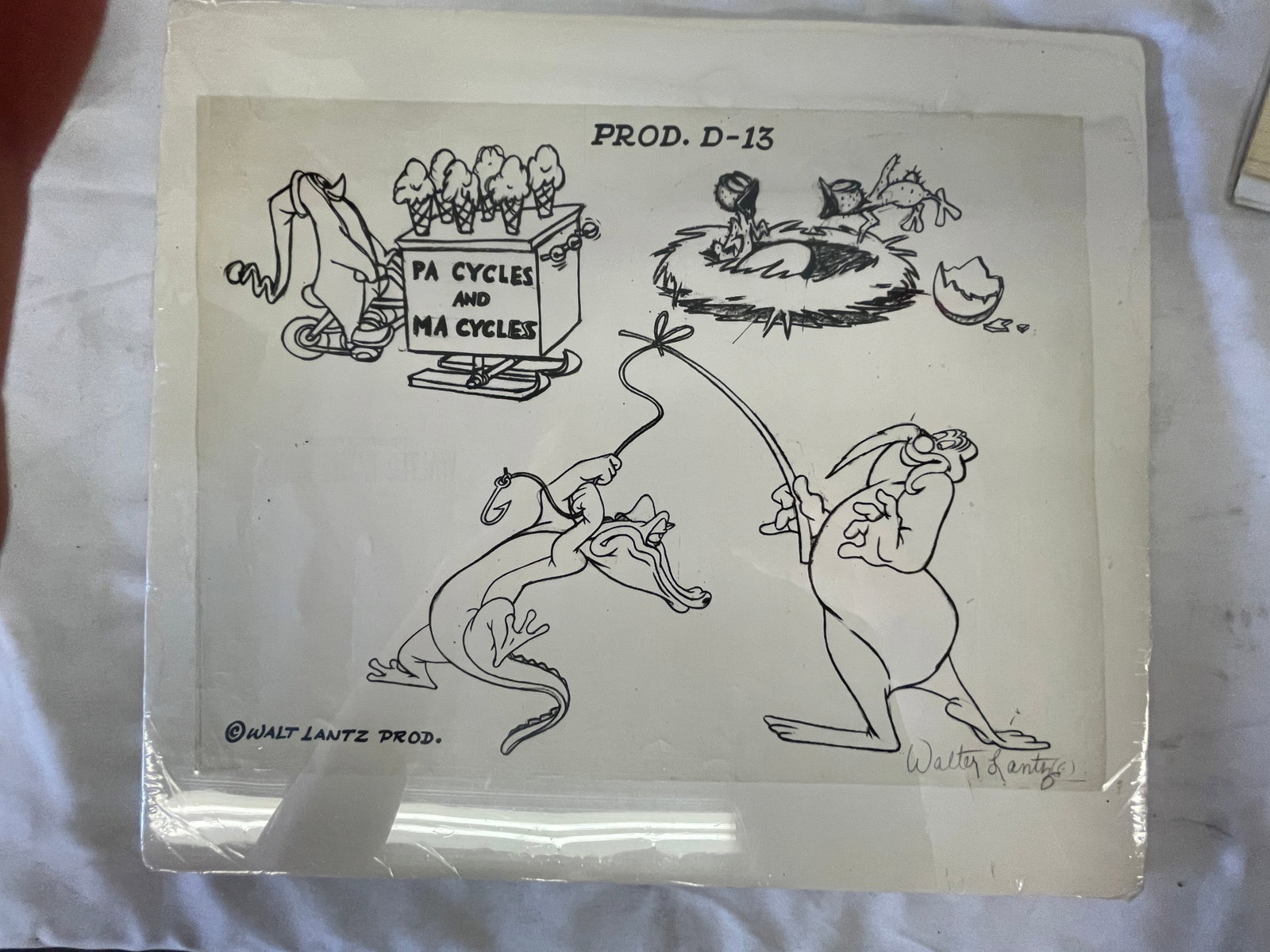 Walt Lantz Productions Original Animation Artwork Prod. D-13 Signed Drawing (1 of 4)