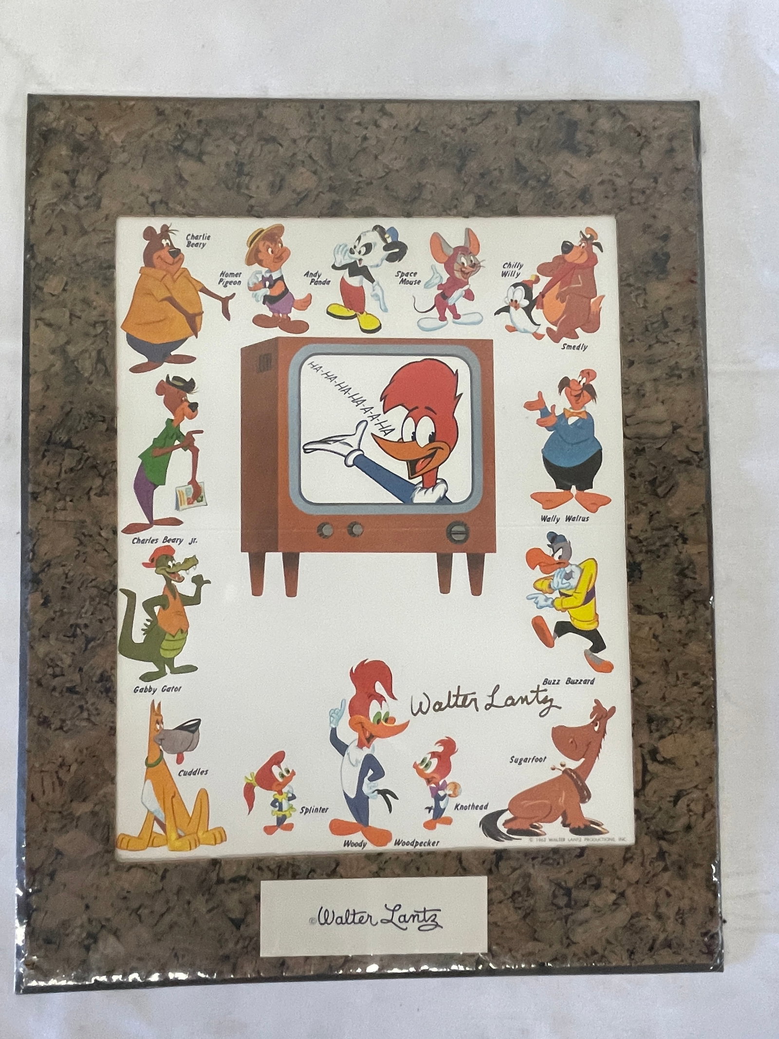 Walter Lantz Woody Woodpecker 1963 Signed Character Showcase Print Matted (1 of 4)