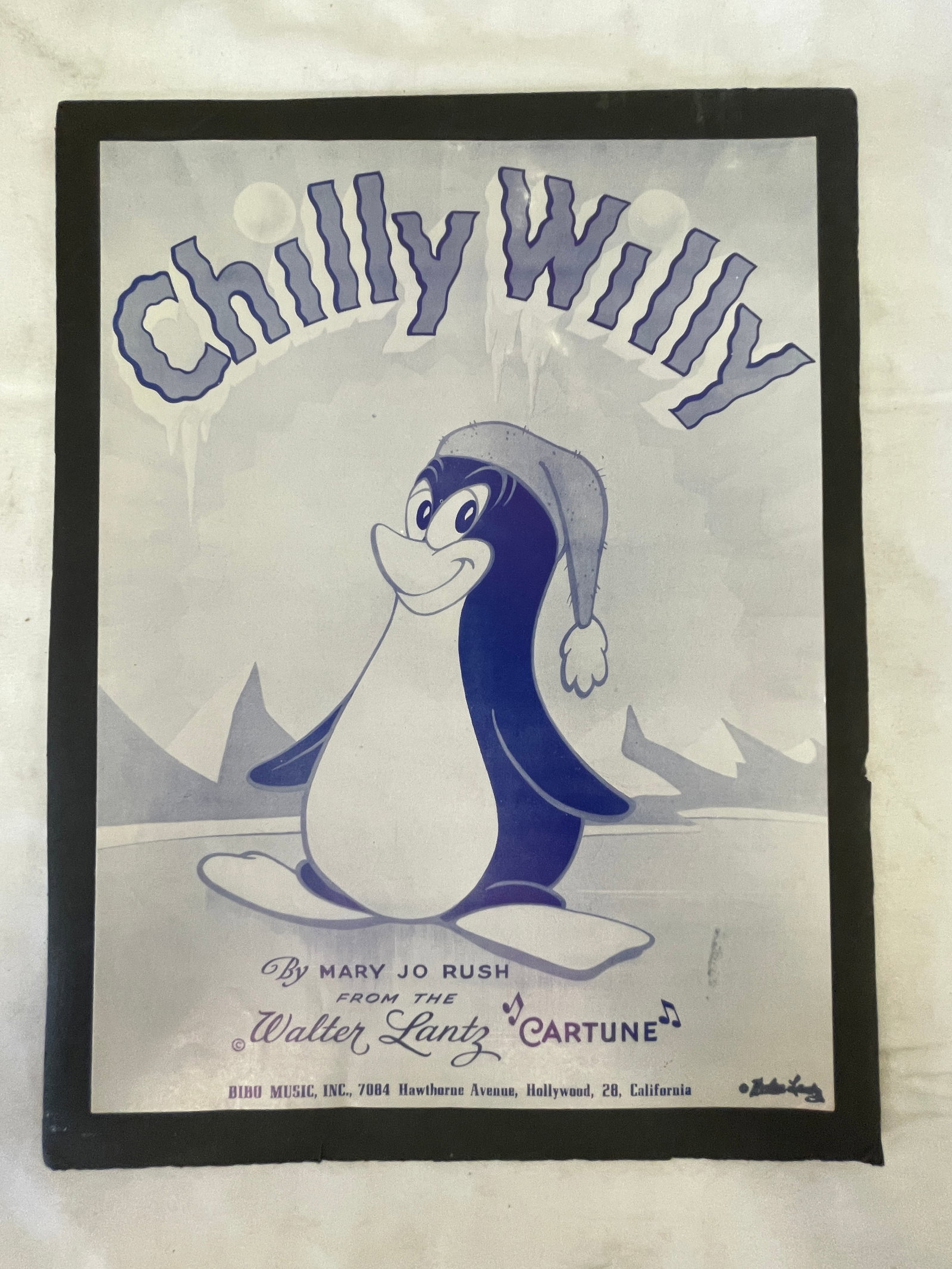 Chilly Willy Walter Lantz Signed Sheet Music 1954 Bibo Music Cartune (1 of 4)