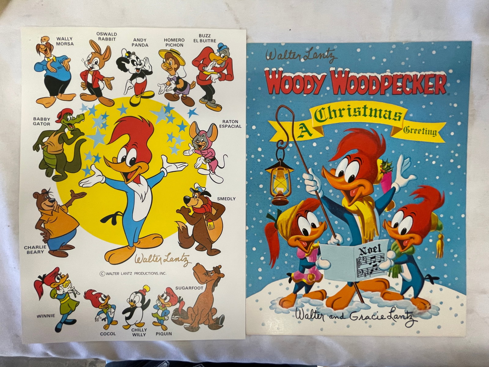 Walter Lantz Woody Woodpecker Signed Christmas Card & Character Roster Print (1 of 7)