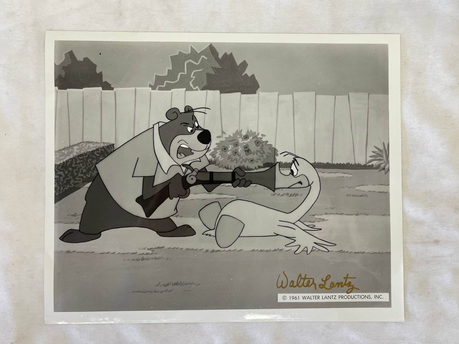 Walter Lantz Productions 1961 Original Animation Cel Bear & Seal Black White (1 of 4)