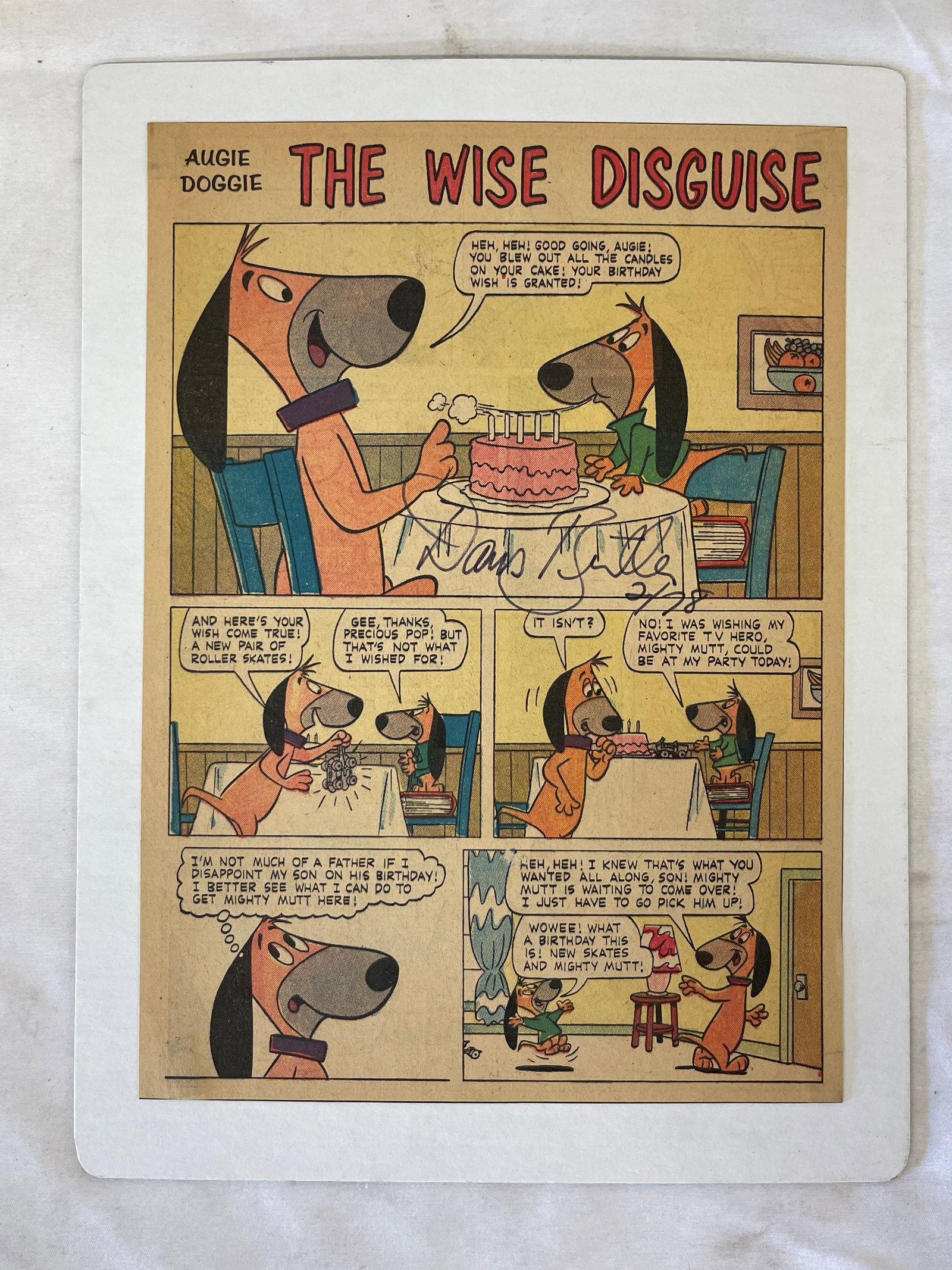 Augie Doggie Hanna-Barbera Signed Comic Page 'The Wise Disguise' Autograph (1 of 3)