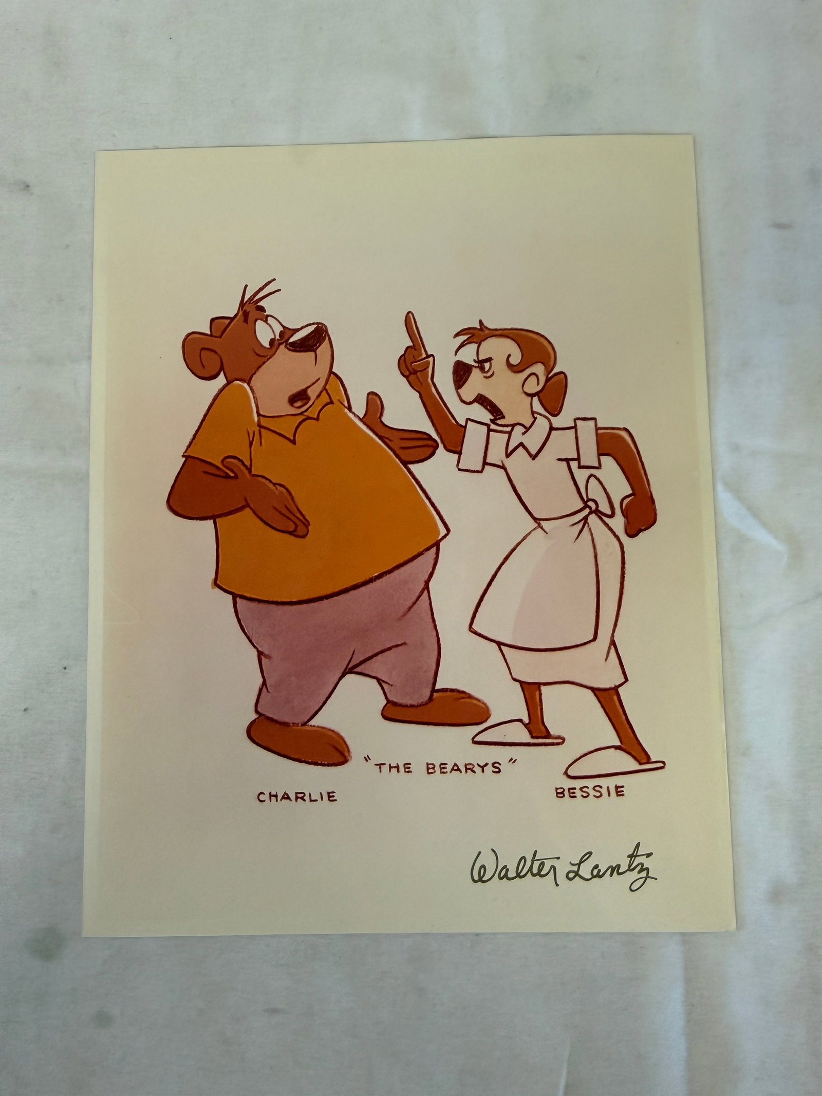 Walter Lantz Signed Print The Bearys Charlie & Bessie Bear 10x8 Walter Lantz (1 of 4)