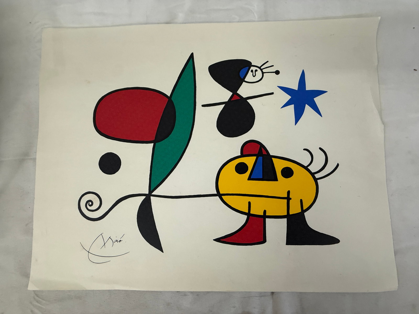 Joan Miró Surrealist Lithograph Print Signed Star Figure Composition 23x17.5 (1 of 4)
