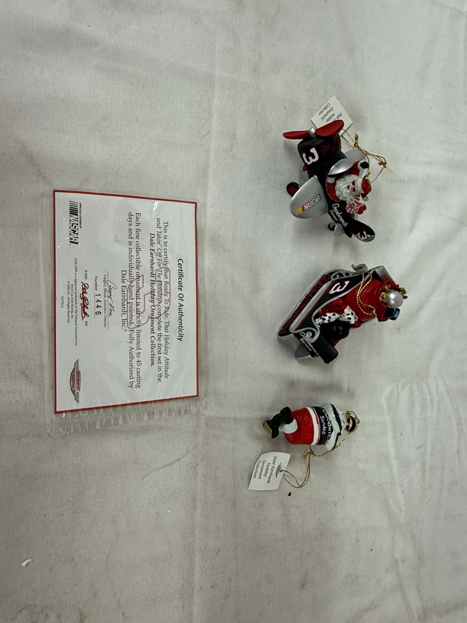 Dale Earnhardt #3 NASCAR Holiday Ornament Collection Set of 3 with COA