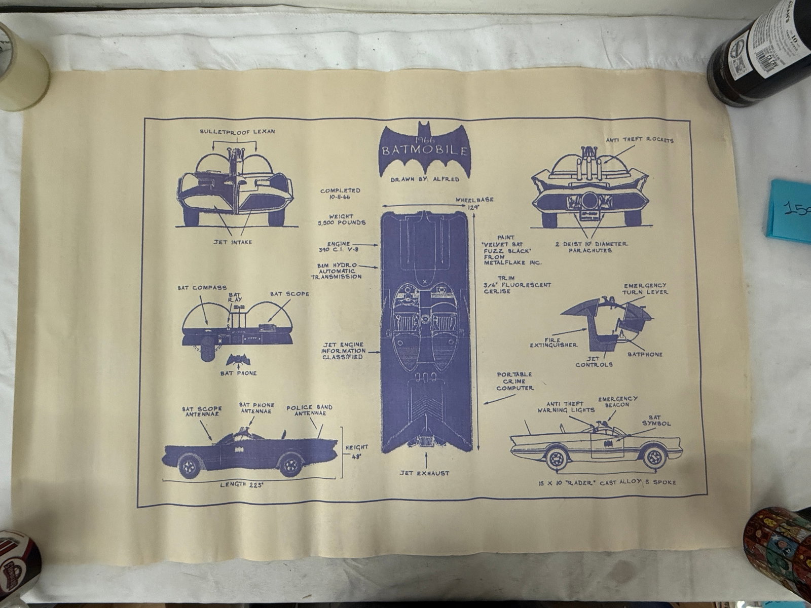 1966 Batmobile Batman TV Series Blueprint Poster Drawn by Alfred (1 of 7)