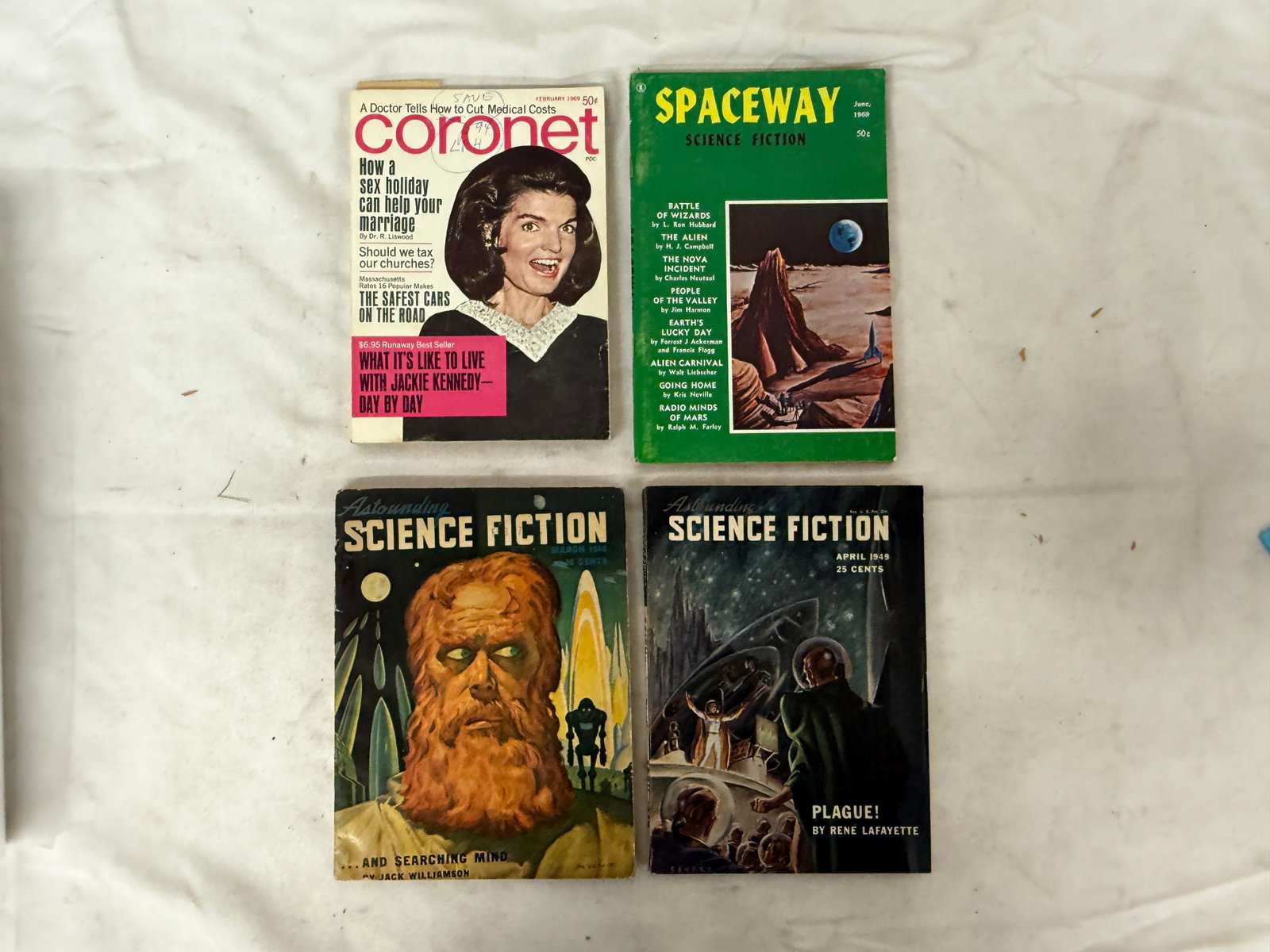 Vintage Sci-Fi Pulp Magazine Lot: Astounding Science Fiction 1948-49, Spaceway 1969