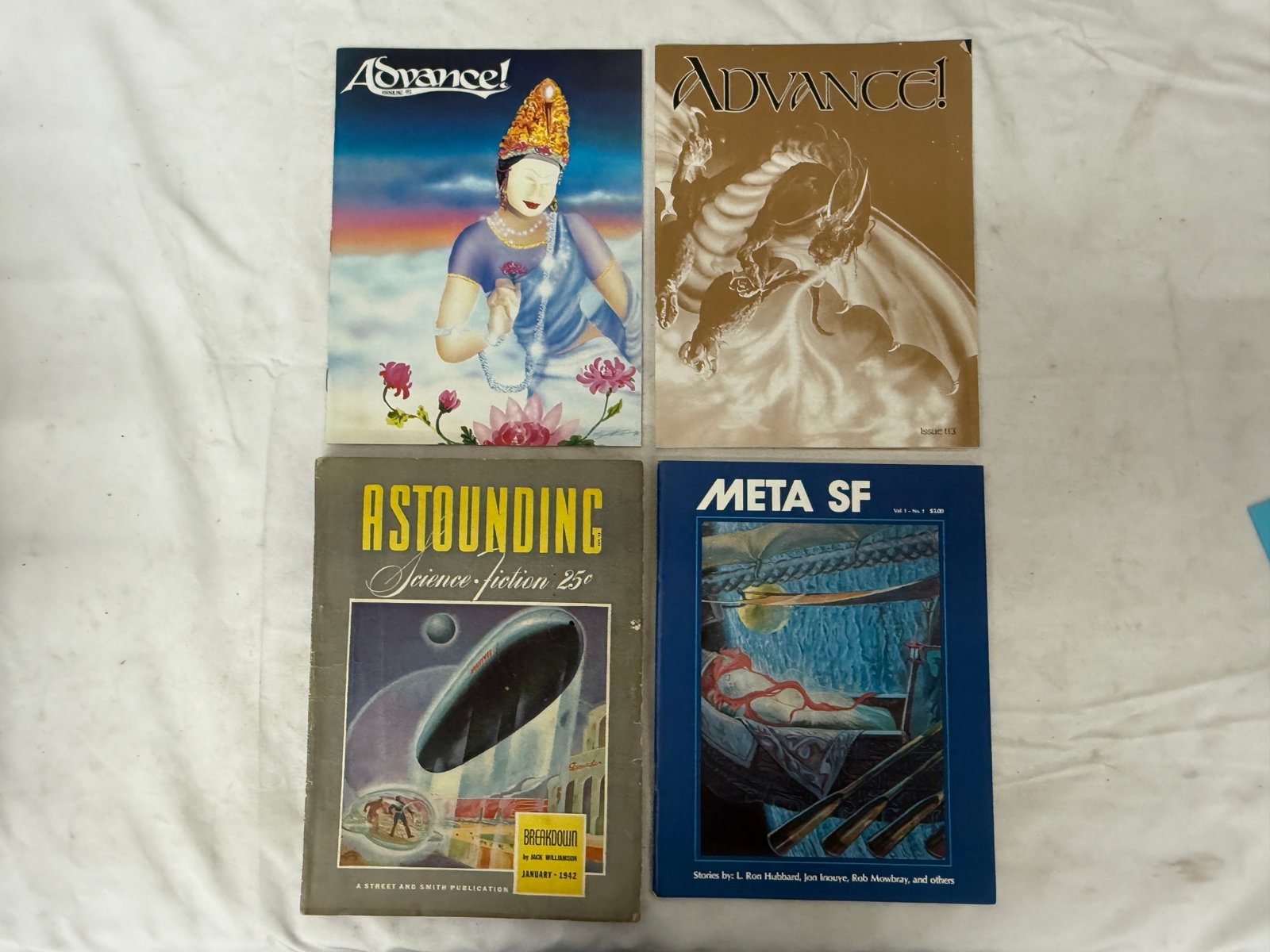 Vintage SF Magazines Lot: Astounding Jan 1942, Meta SF Vol1, Advance! Issues 92 & 113 (1 of 7)