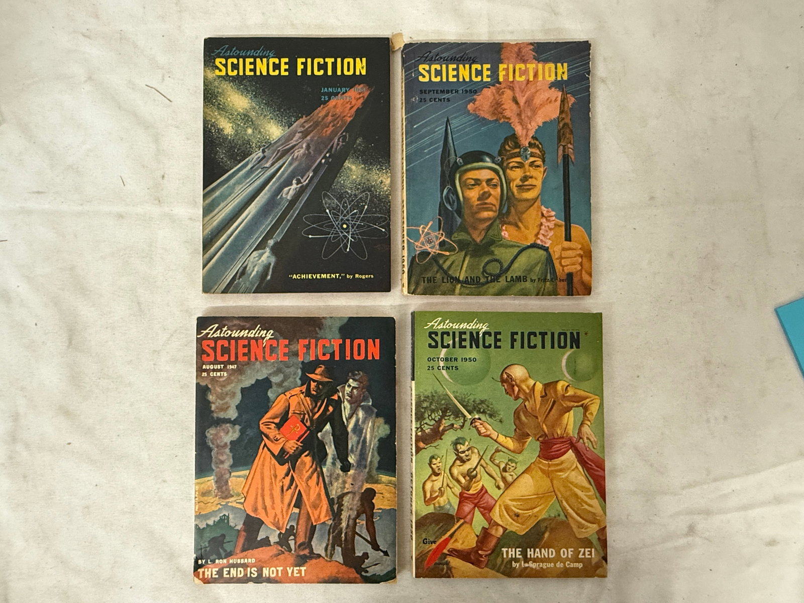 Astounding Science Fiction Magazine Lot x4 1947-1951 Hubbard Leiber de Camp (1 of 7)